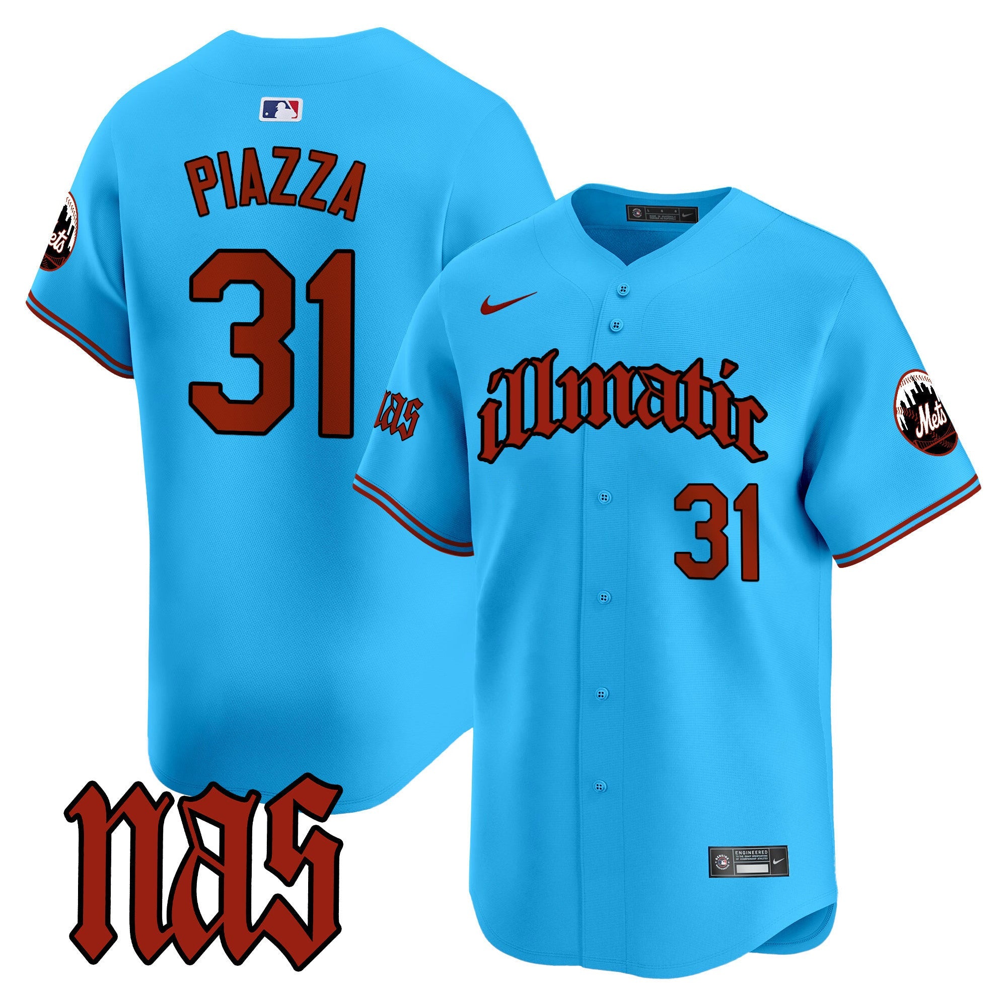 Men's Mets Nas Illmatic Vapor Premier Limited Jersey - All Stitched