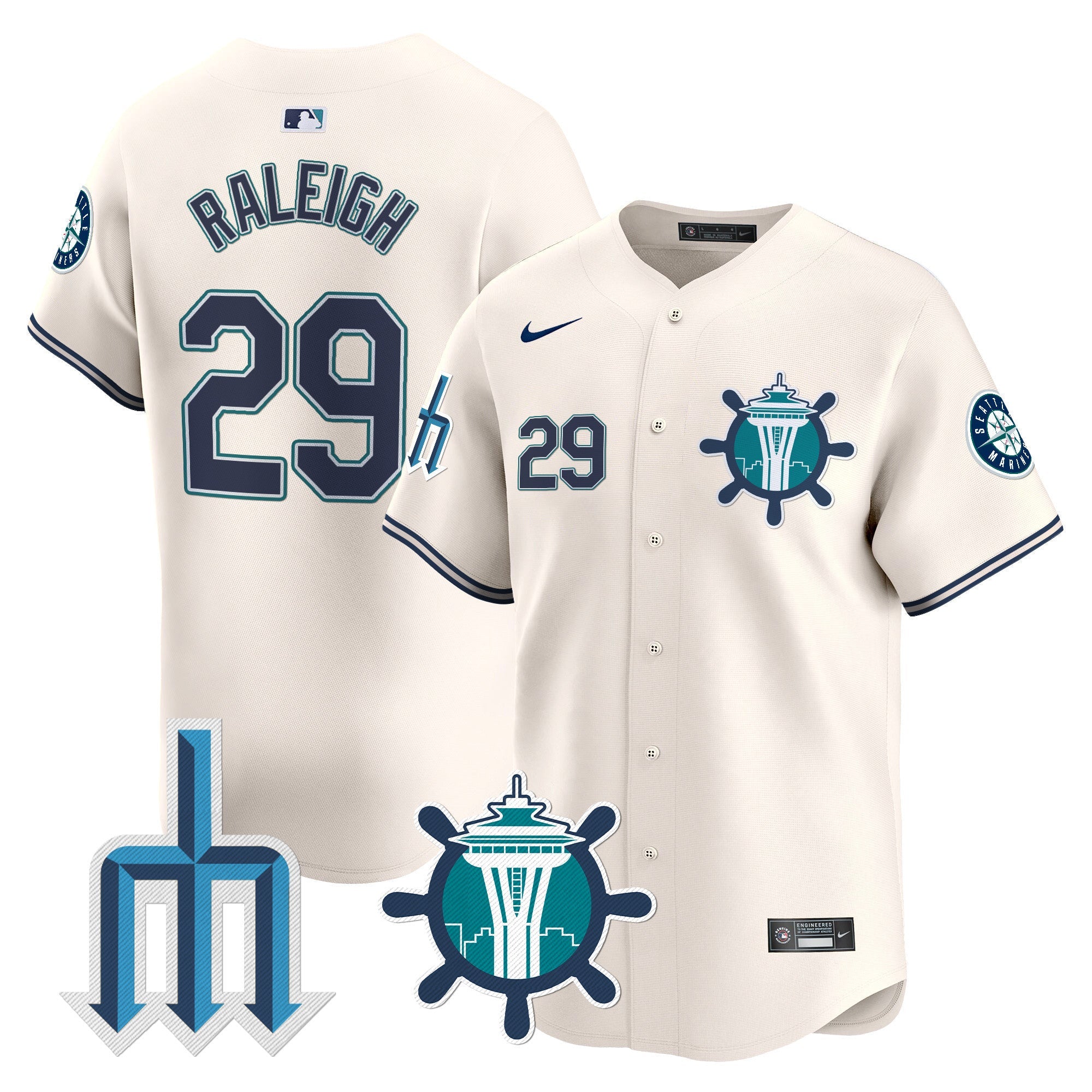 Men's Seattle Mariners Trident Patch Vapor Premier Limited Jersey - All Stitched