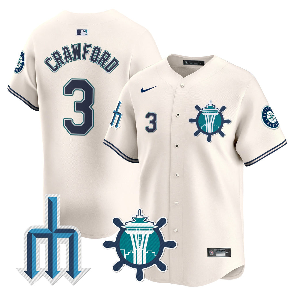 Men's Seattle Mariners Trident Patch Vapor Premier Limited Jersey - All Stitched