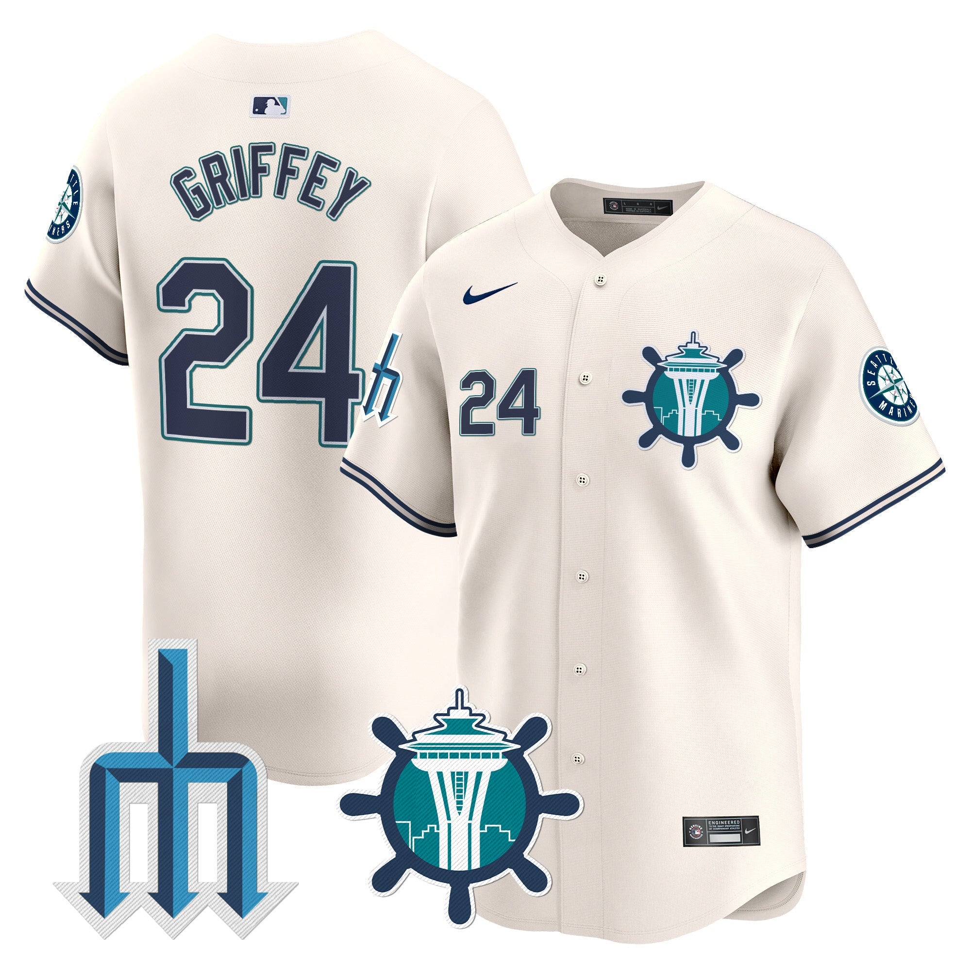 Men's Seattle Mariners Trident Patch Vapor Premier Limited Jersey - All Stitched