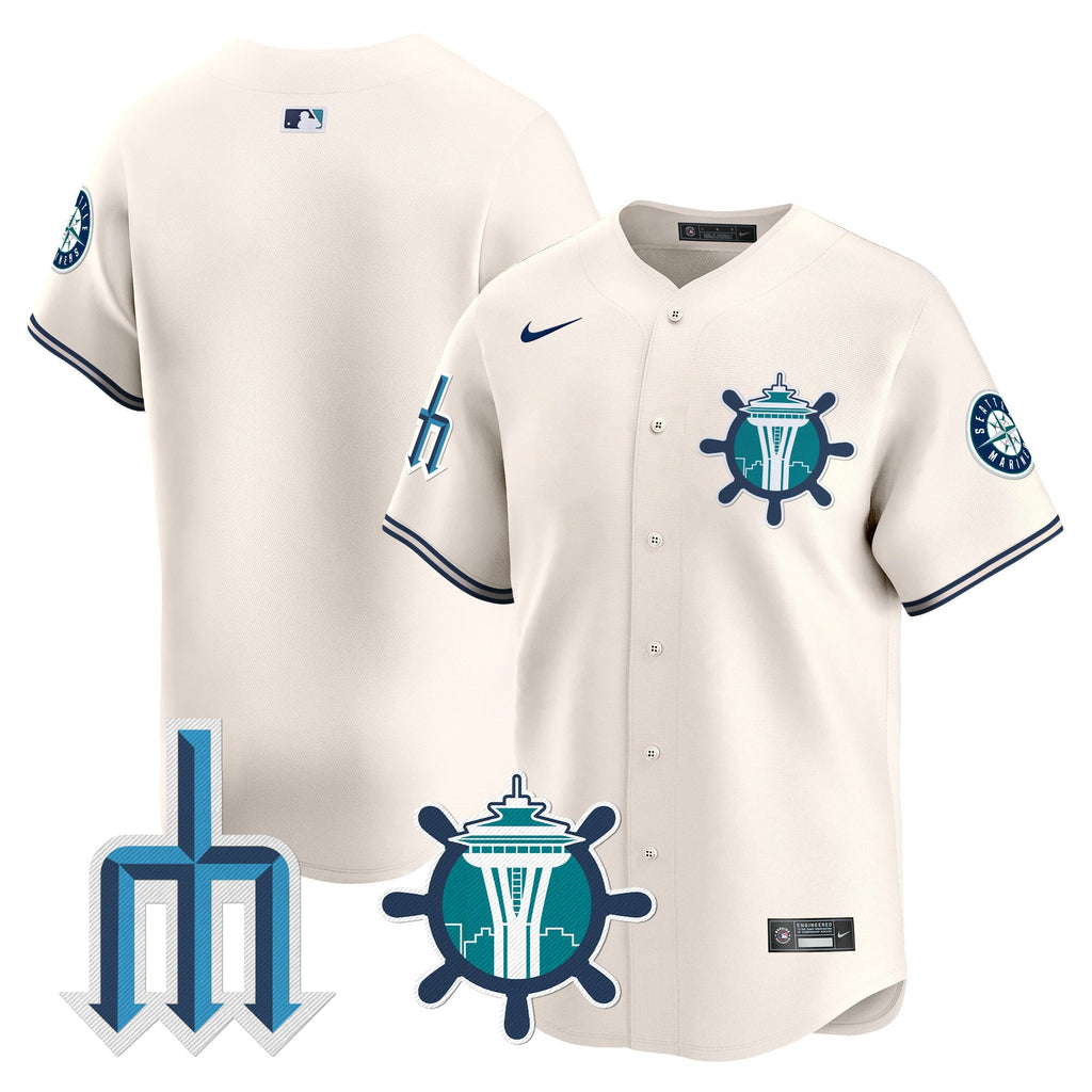 Men's Seattle Mariners Trident Patch Vapor Premier Limited Jersey - All Stitched