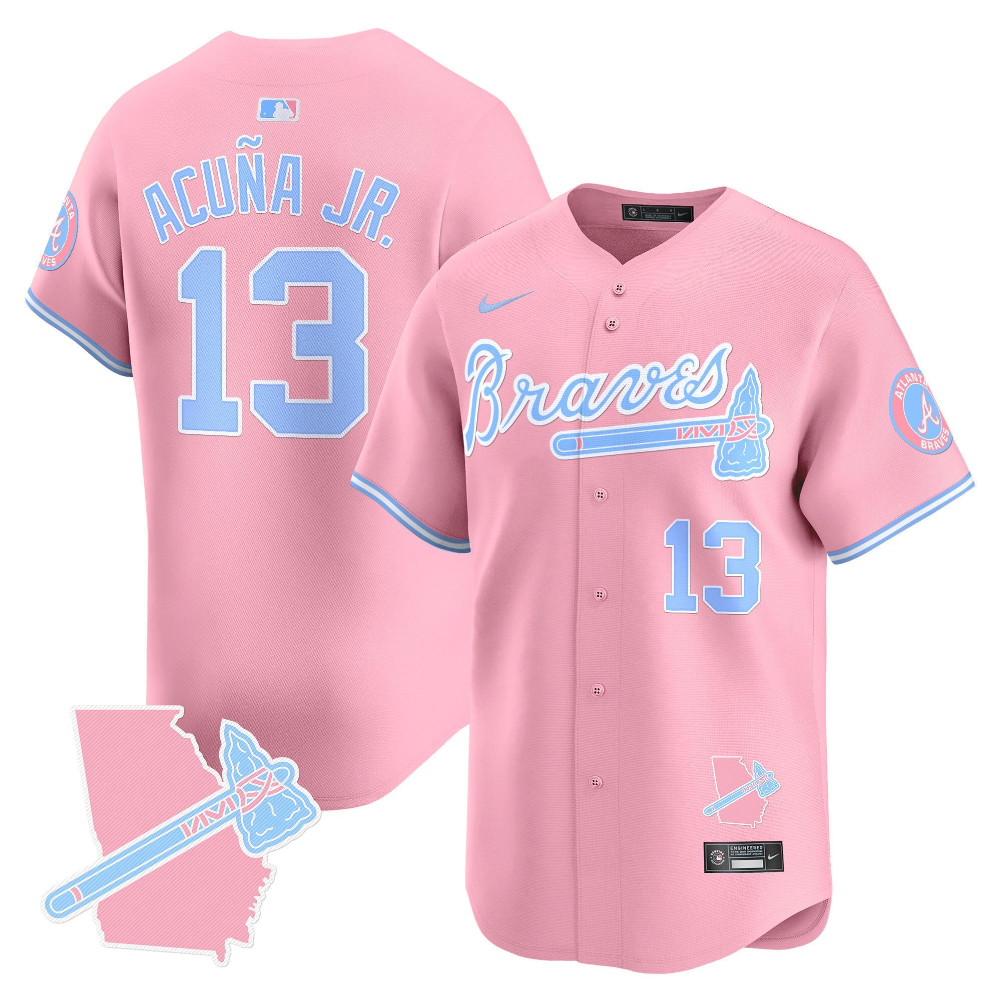 Men's Atlanta Braves Bubblegum Pink Vapor Premier Limited Jersey - All Stitched