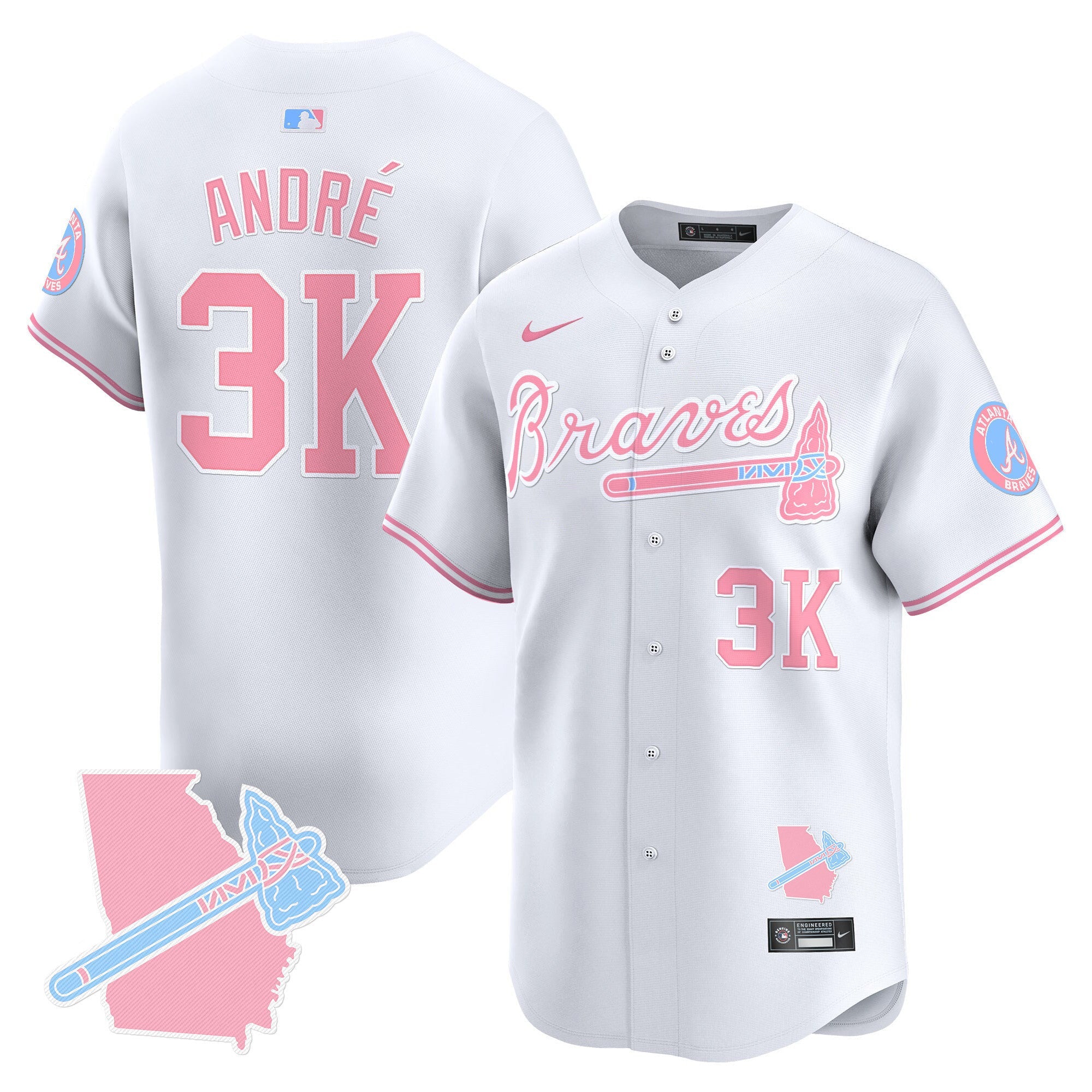 Men's Atlanta Braves Bubblegum Pink Vapor Premier Limited Jersey - All Stitched
