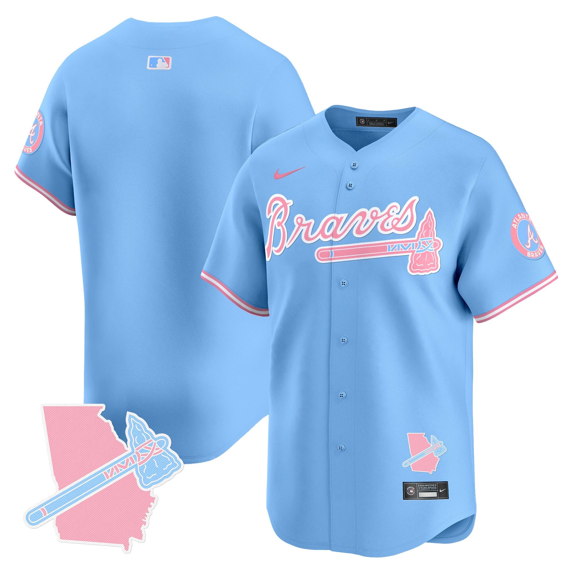 Men's Atlanta Braves Bubblegum Pink Vapor Premier Limited Jersey - All Stitched