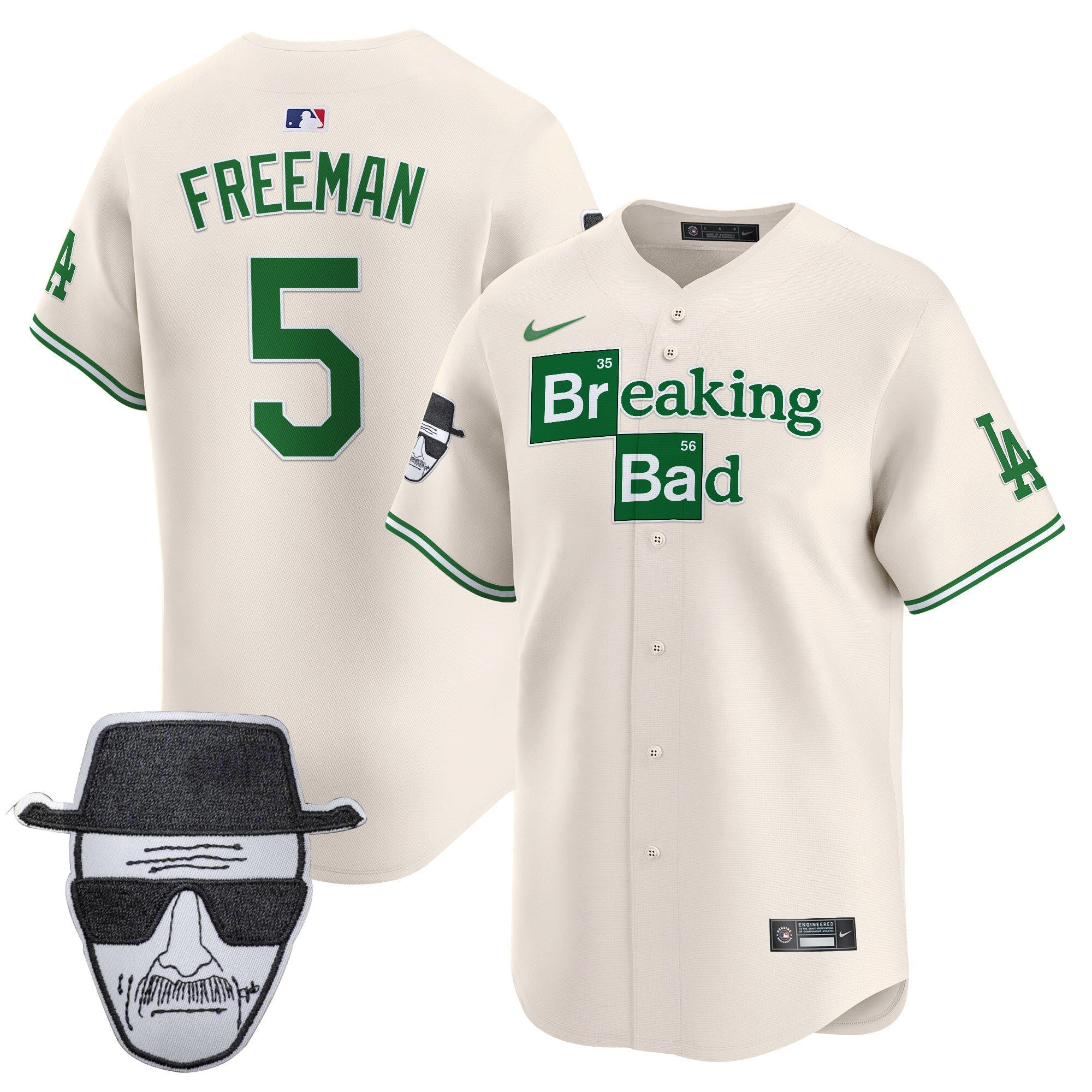 Men's Dodgers Breaking Bad Walter White Patch Vapor Premier Limited Jersey - All Stitched