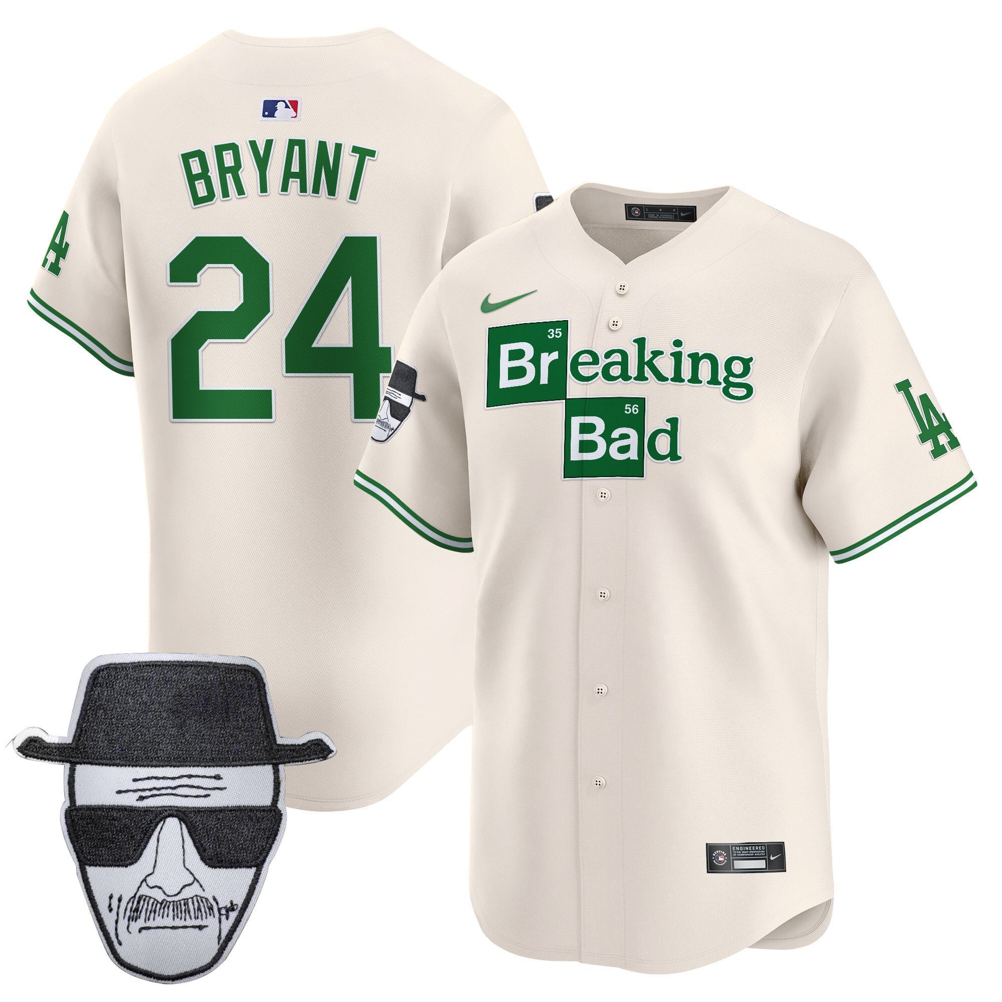 Men's Dodgers Breaking Bad Walter White Patch Vapor Premier Limited Jersey - All Stitched
