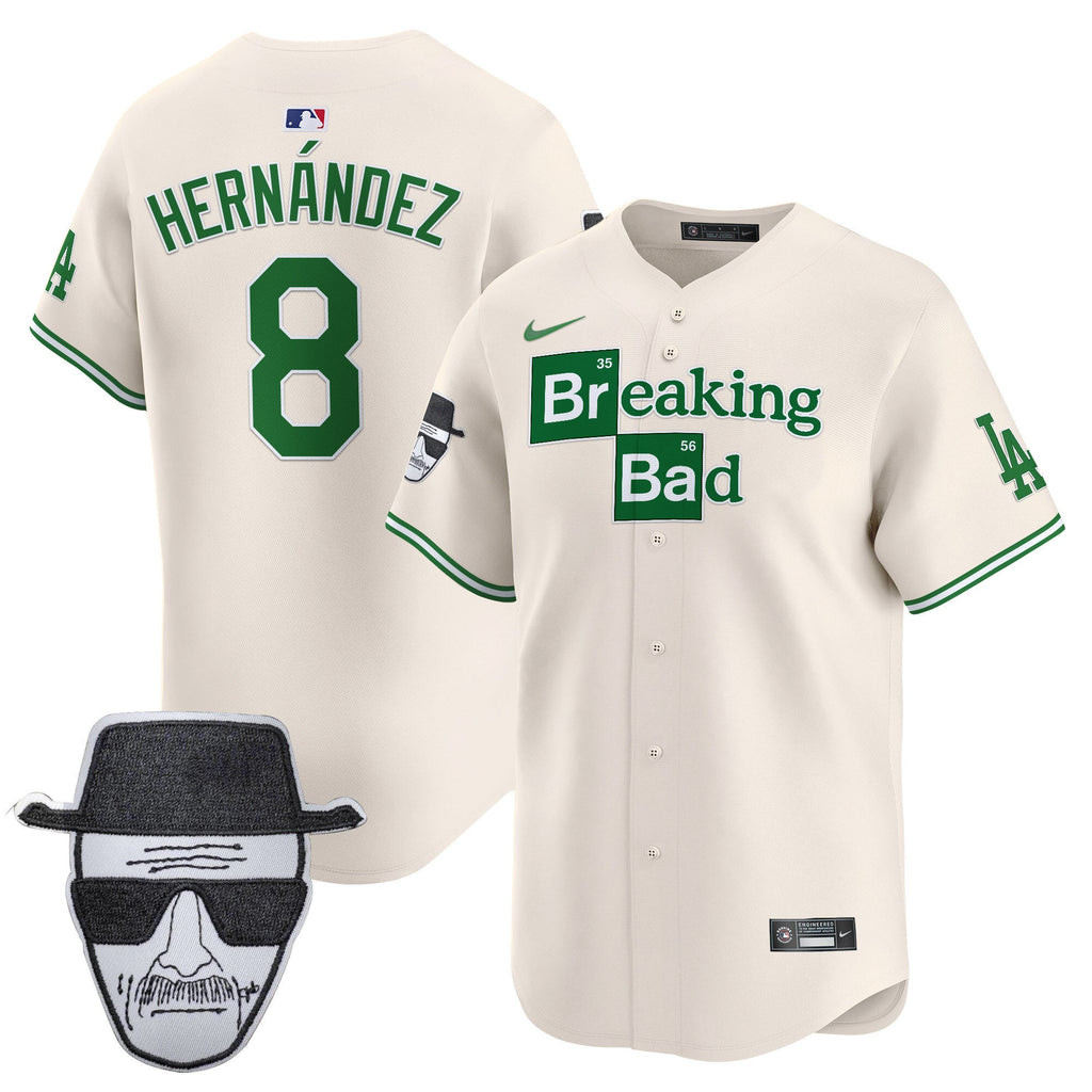 Men's Dodgers Breaking Bad Walter White Patch Vapor Premier Limited Jersey - All Stitched