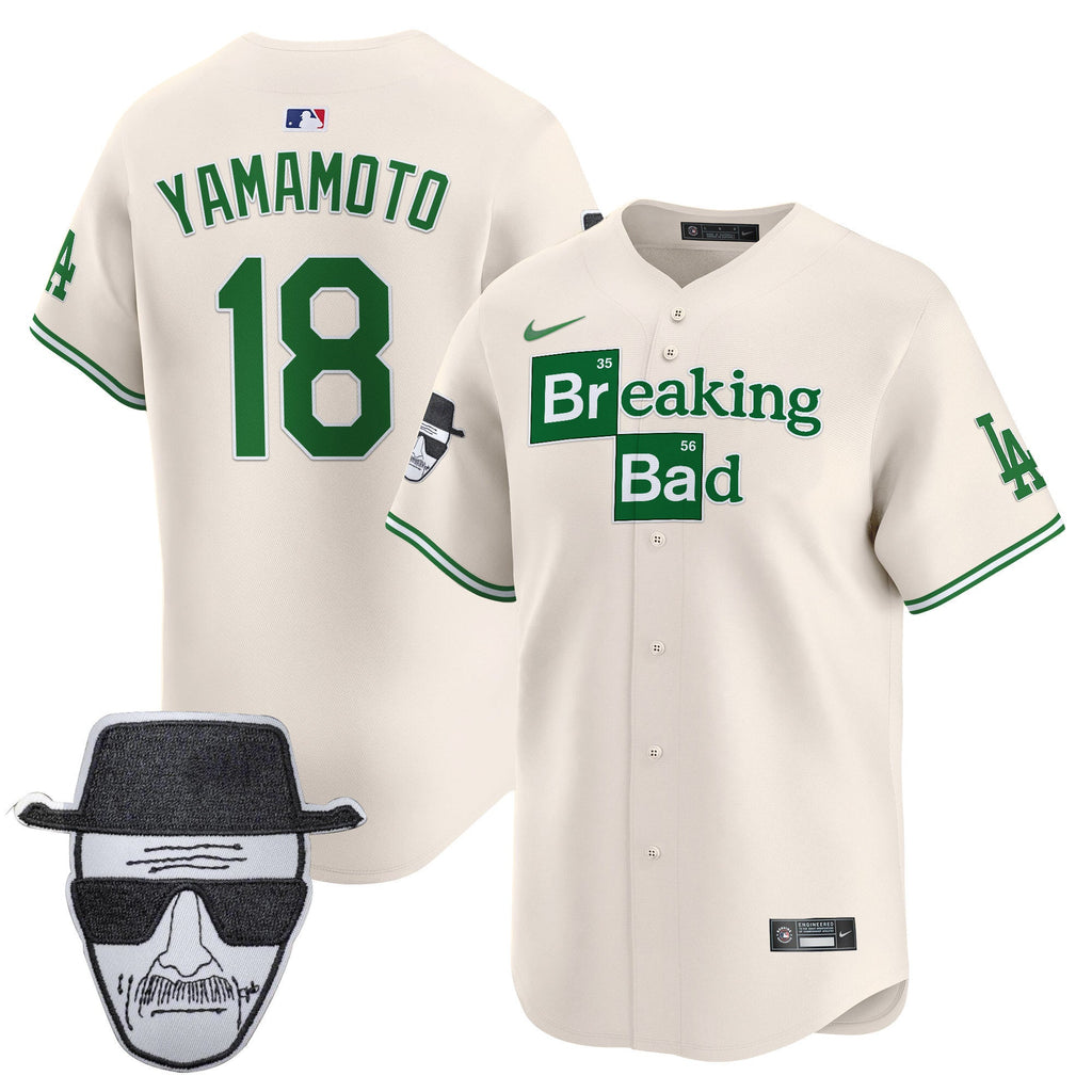 Men's Dodgers Breaking Bad Walter White Patch Vapor Premier Limited Jersey - All Stitched