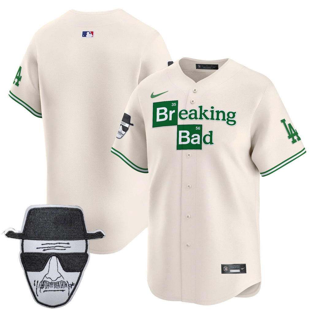 Men's Dodgers Breaking Bad Walter White Patch Vapor Premier Limited Jersey - All Stitched