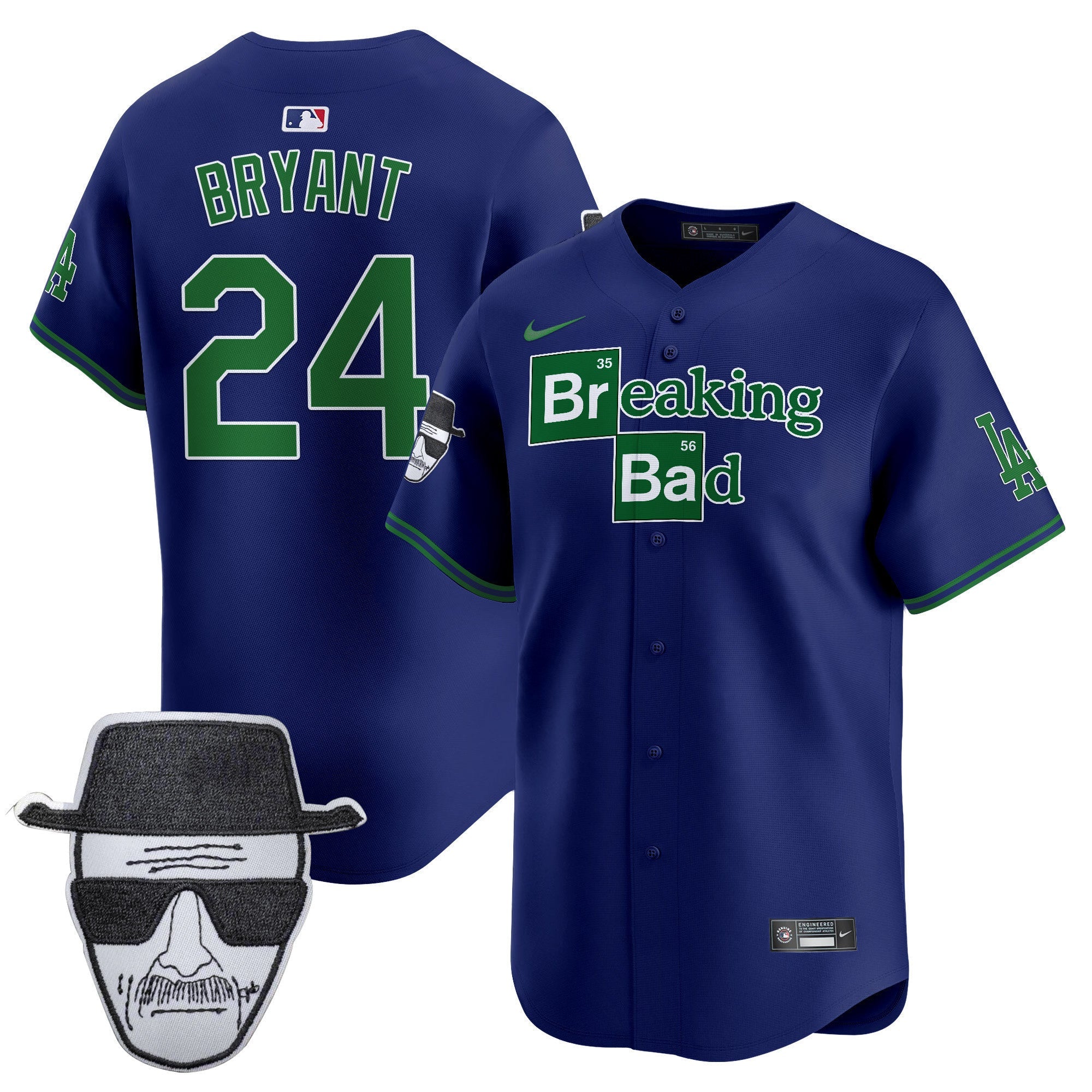 Men's Dodgers Breaking Bad Walter White Patch Vapor Premier Limited Jersey - All Stitched