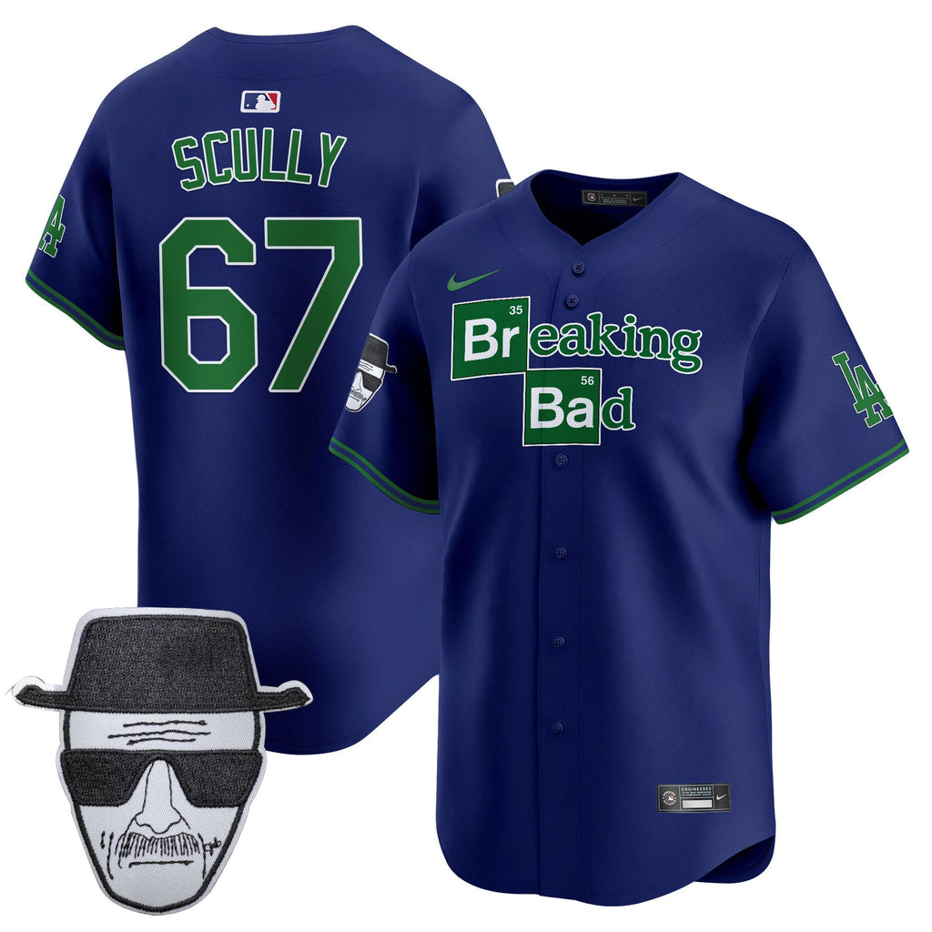 Men's Dodgers Breaking Bad Walter White Patch Vapor Premier Limited Jersey - All Stitched