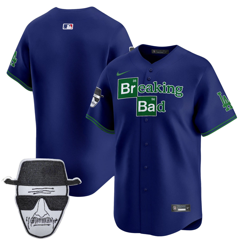 Men's Dodgers Breaking Bad Walter White Patch Vapor Premier Limited Jersey - All Stitched