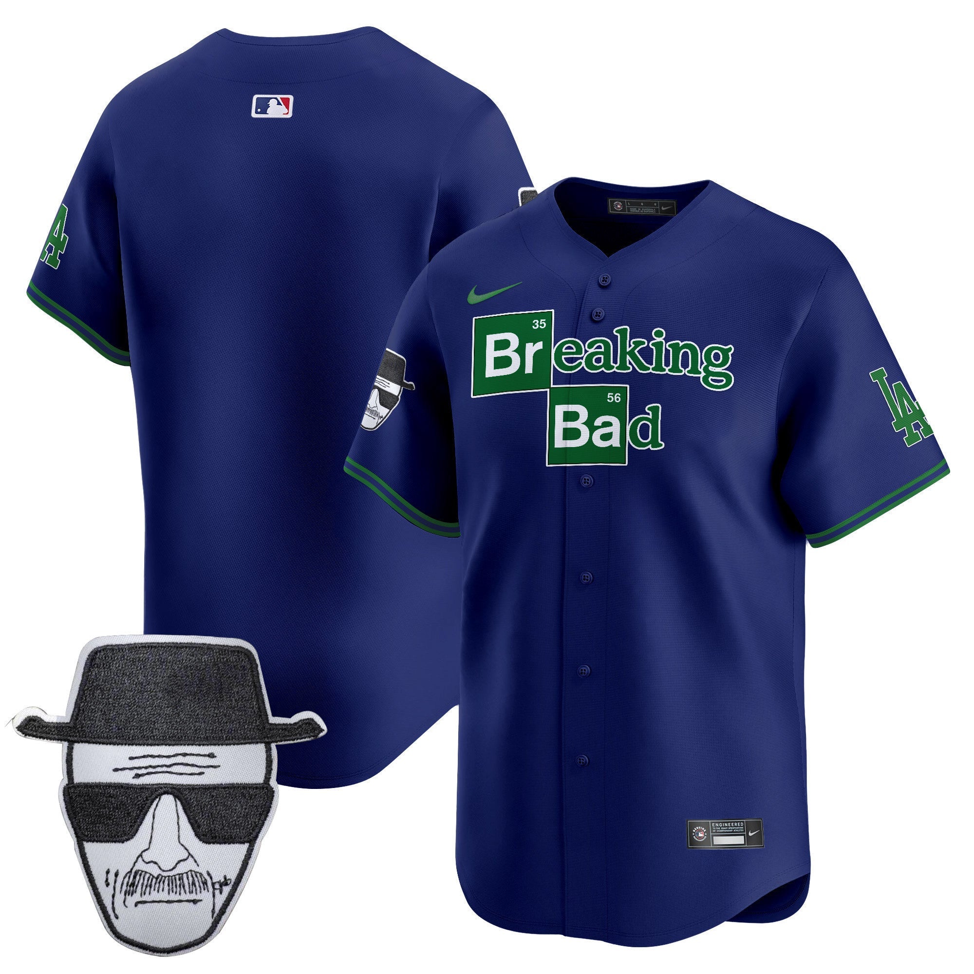 Men's Dodgers Breaking Bad Walter White Patch Vapor Premier Limited Jersey - All Stitched