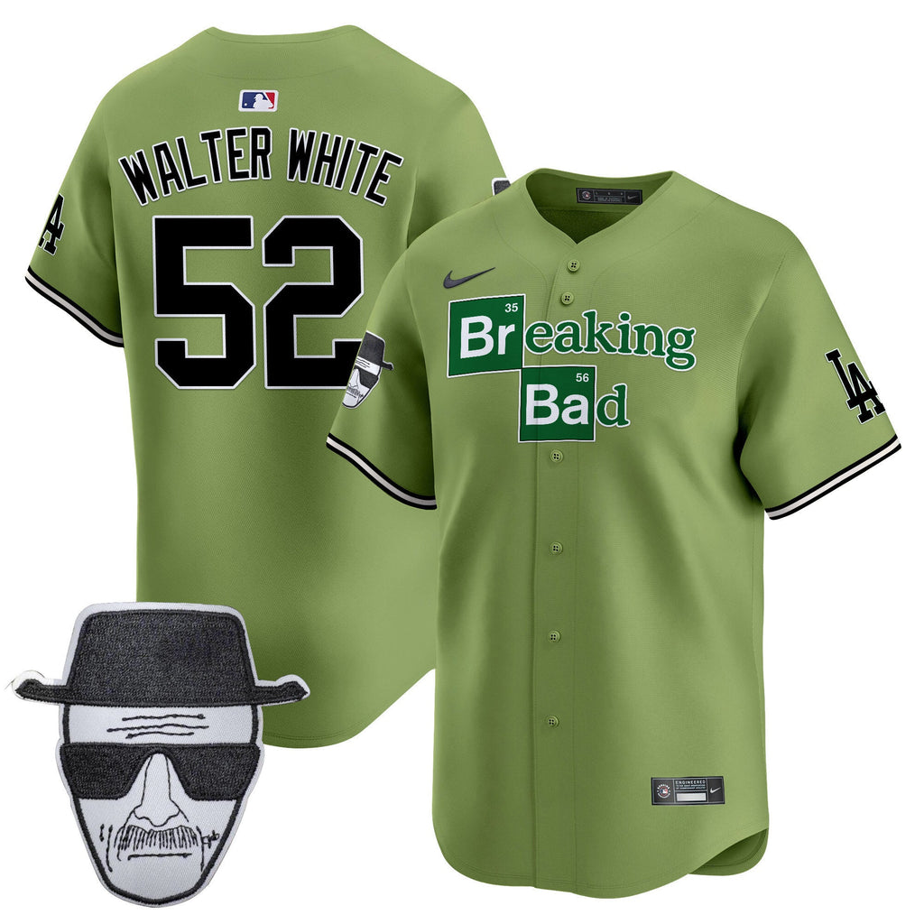 Men's Dodgers Breaking Bad Walter White Patch Vapor Premier Limited Jersey - All Stitched
