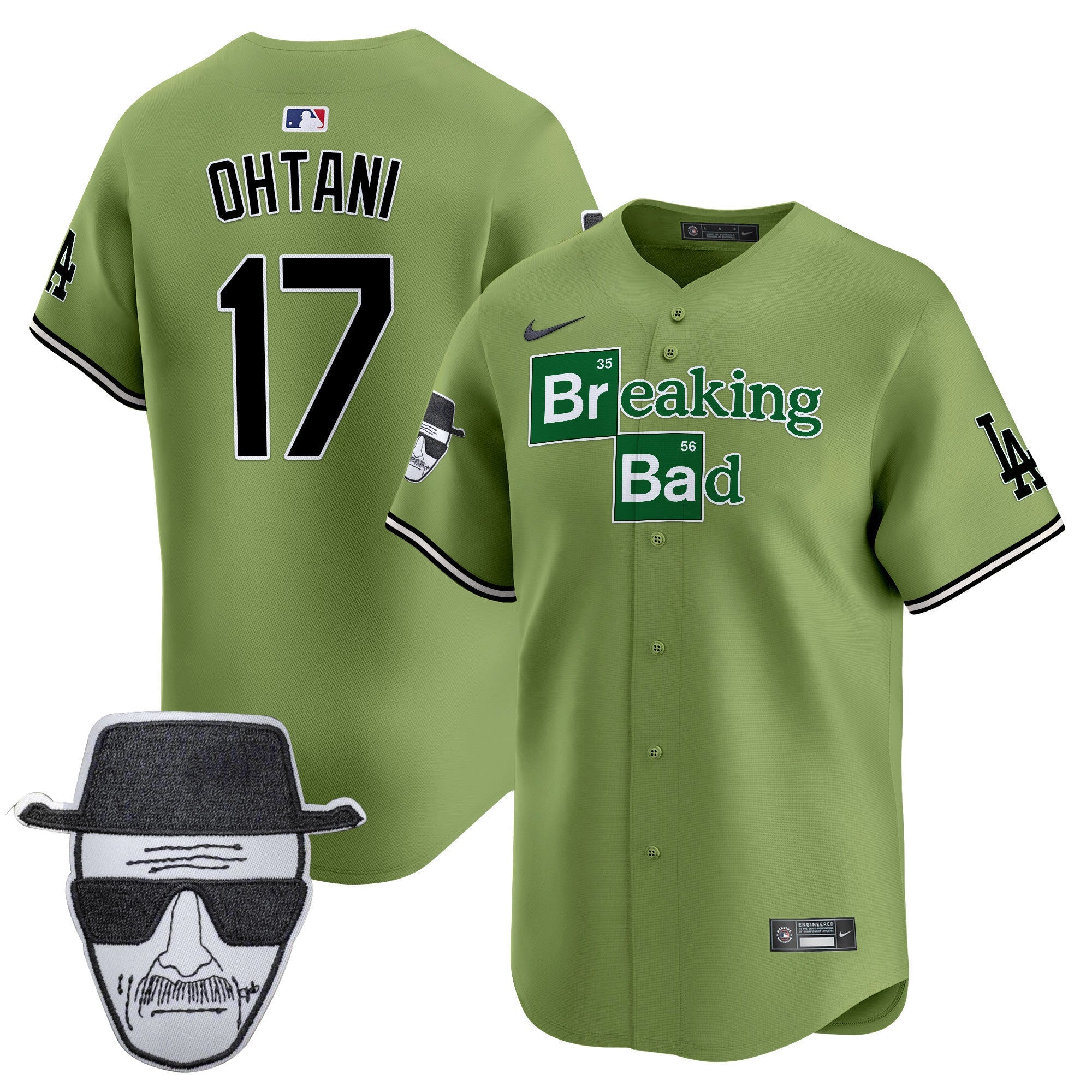 Men's Dodgers Breaking Bad Walter White Patch Vapor Premier Limited Jersey - All Stitched
