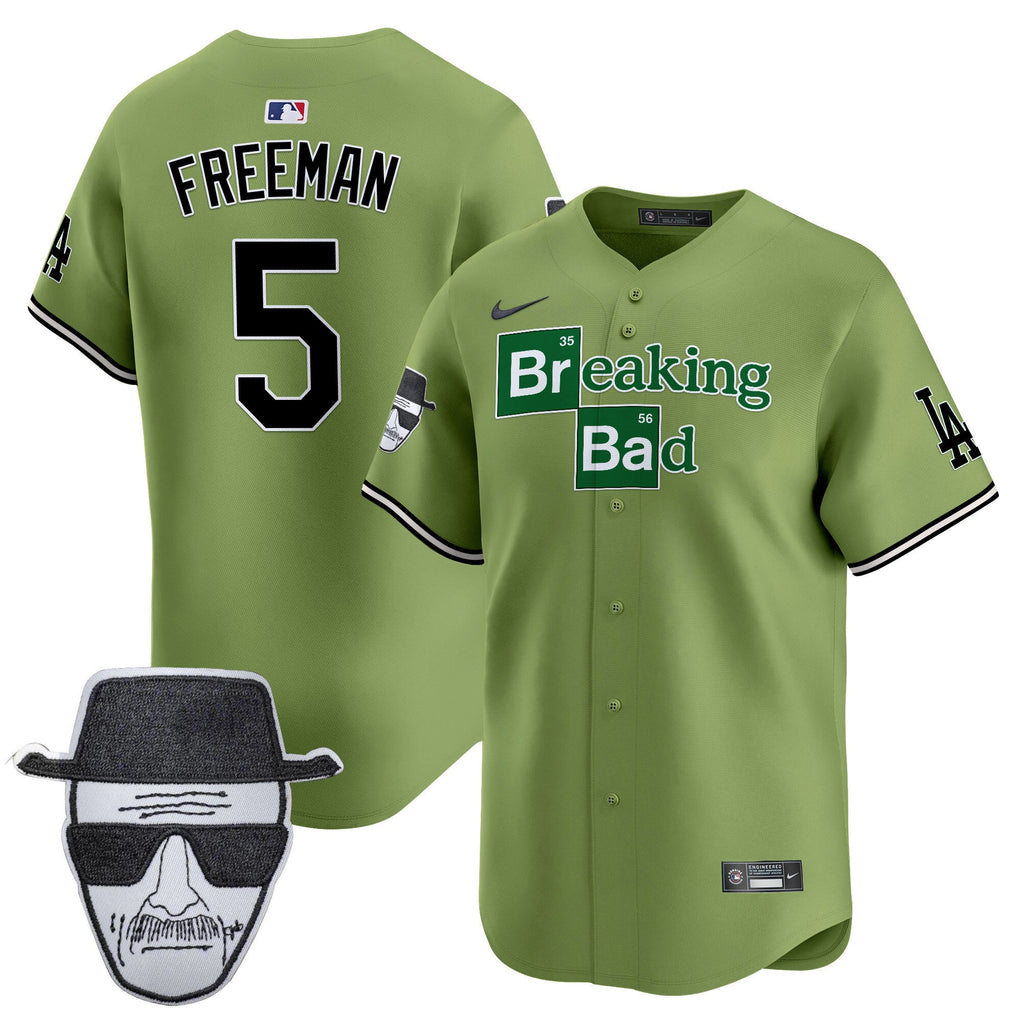 Men's Dodgers Breaking Bad Walter White Patch Vapor Premier Limited Jersey - All Stitched