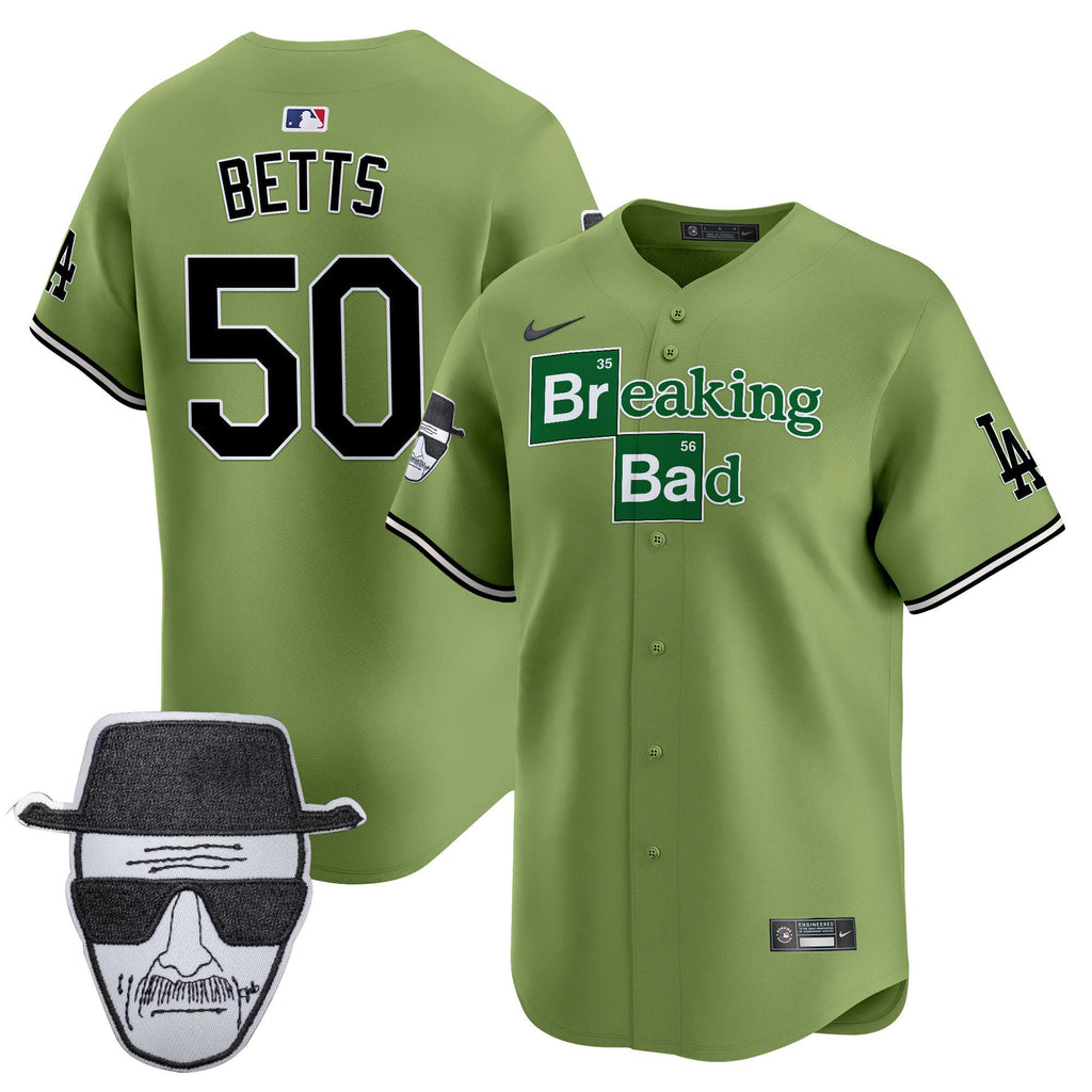 Men's Dodgers Breaking Bad Walter White Patch Vapor Premier Limited Jersey - All Stitched