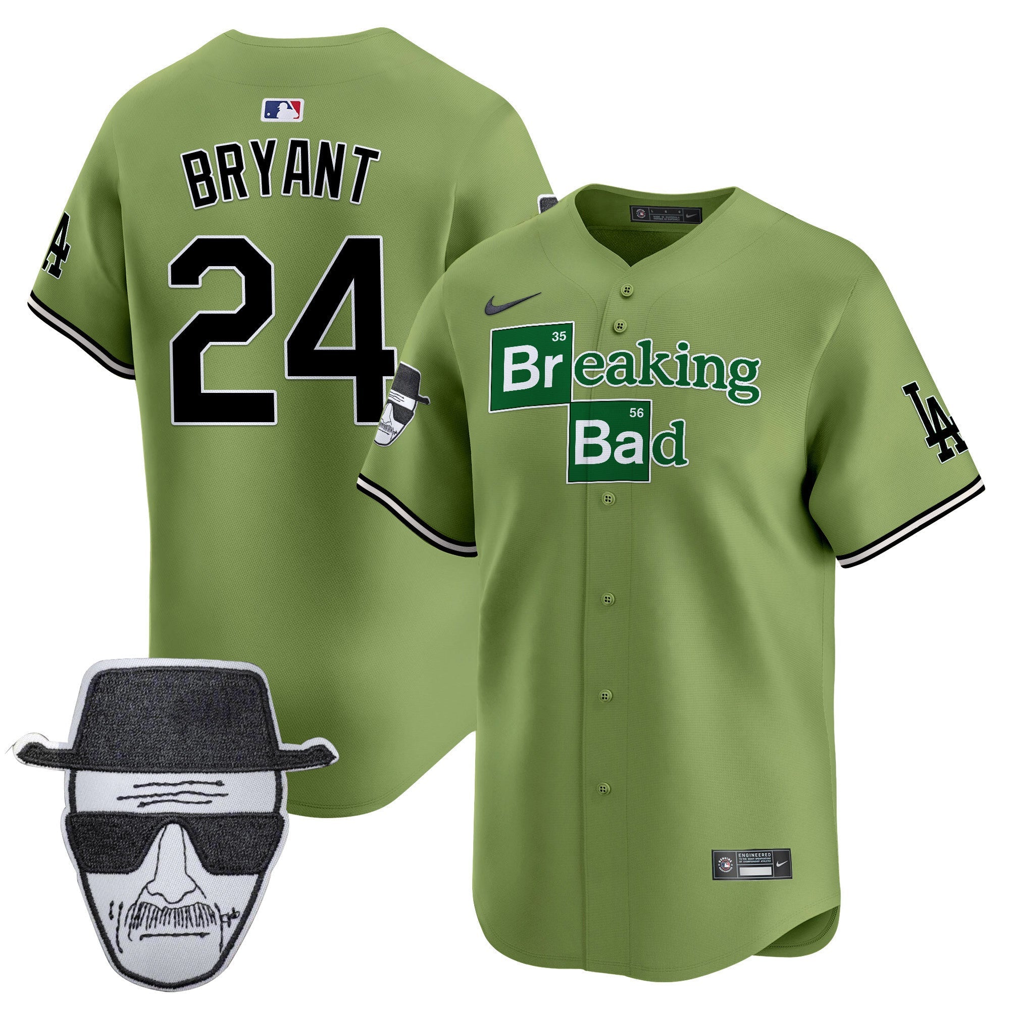 Men's Dodgers Breaking Bad Walter White Patch Vapor Premier Limited Jersey - All Stitched