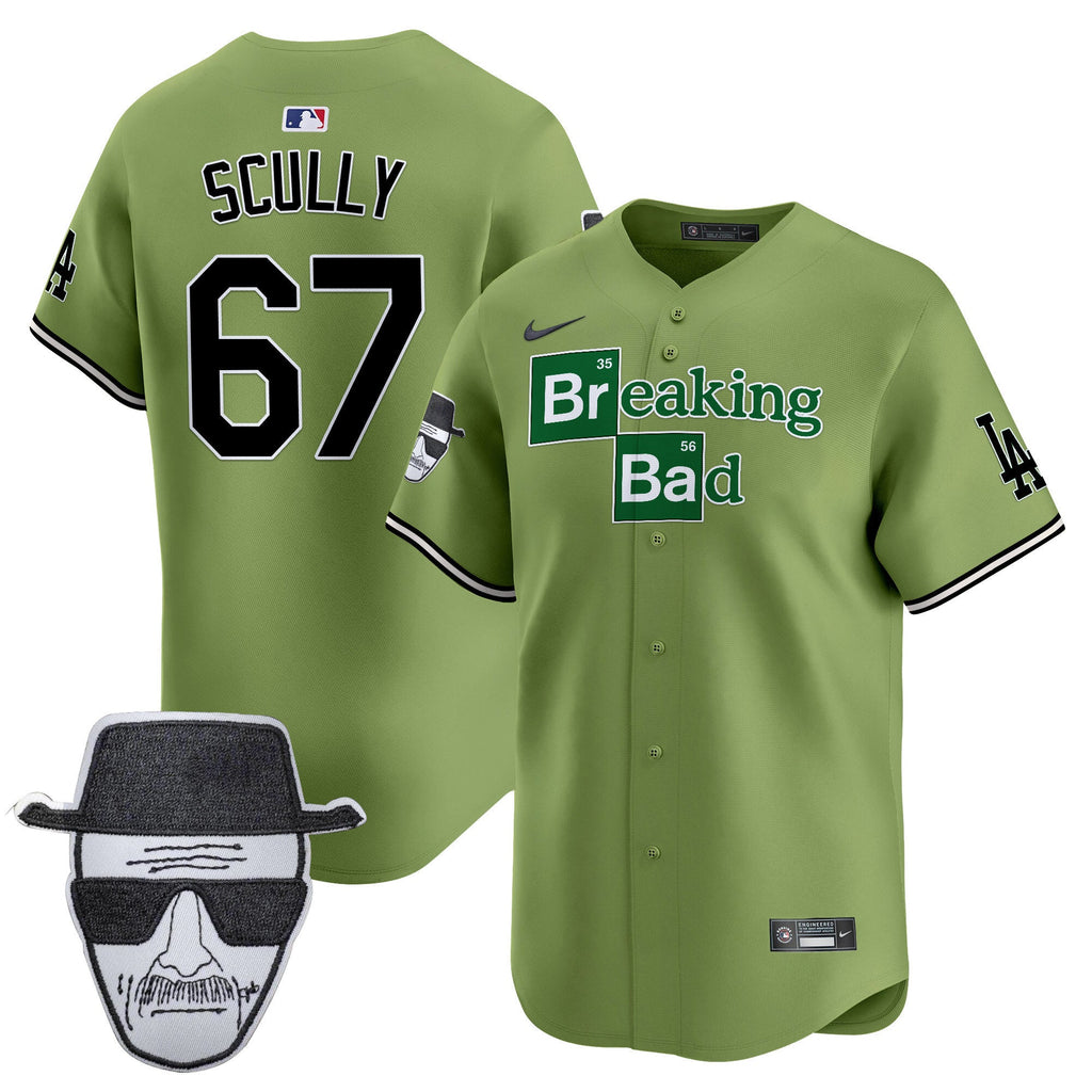Men's Dodgers Breaking Bad Walter White Patch Vapor Premier Limited Jersey - All Stitched