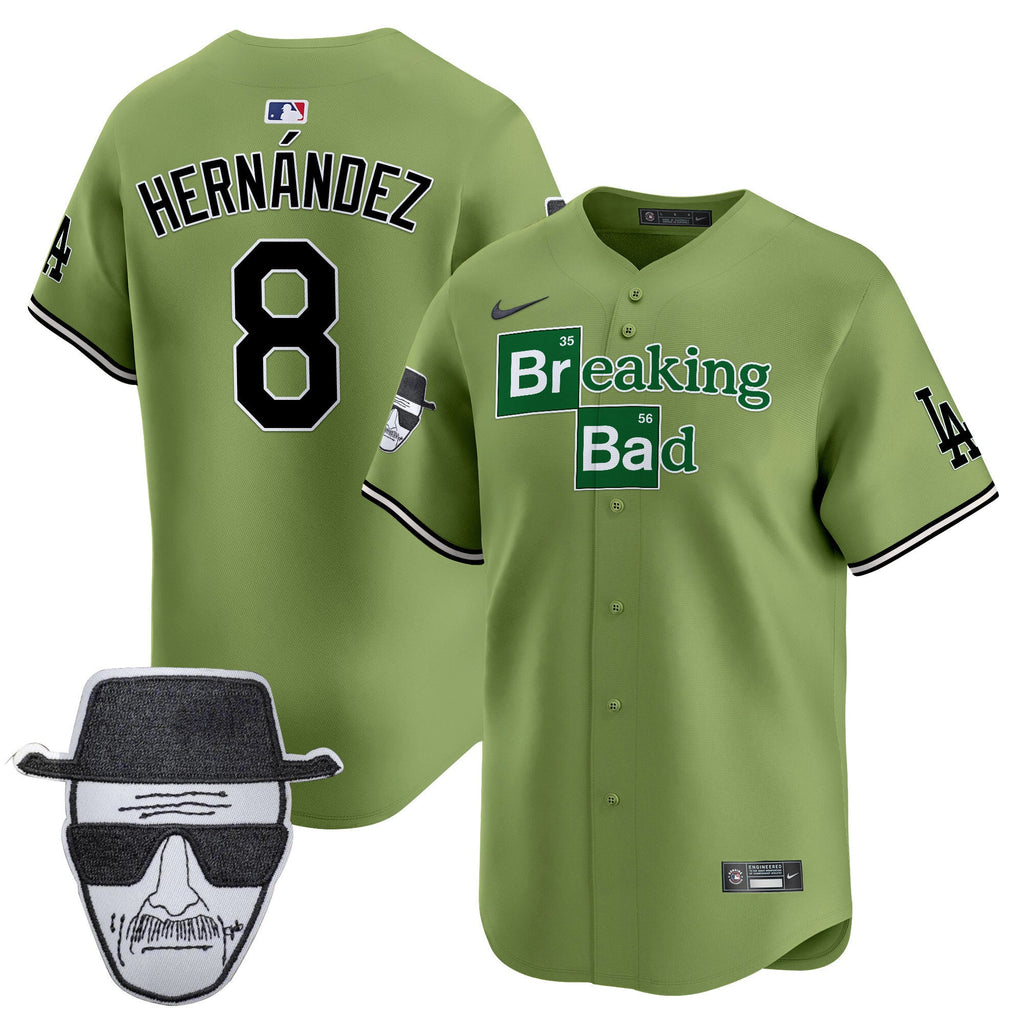 Men's Dodgers Breaking Bad Walter White Patch Vapor Premier Limited Jersey - All Stitched