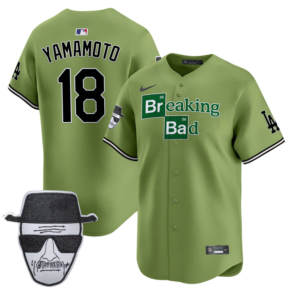 Men's Dodgers Breaking Bad Walter White Patch Vapor Premier Limited Jersey - All Stitched