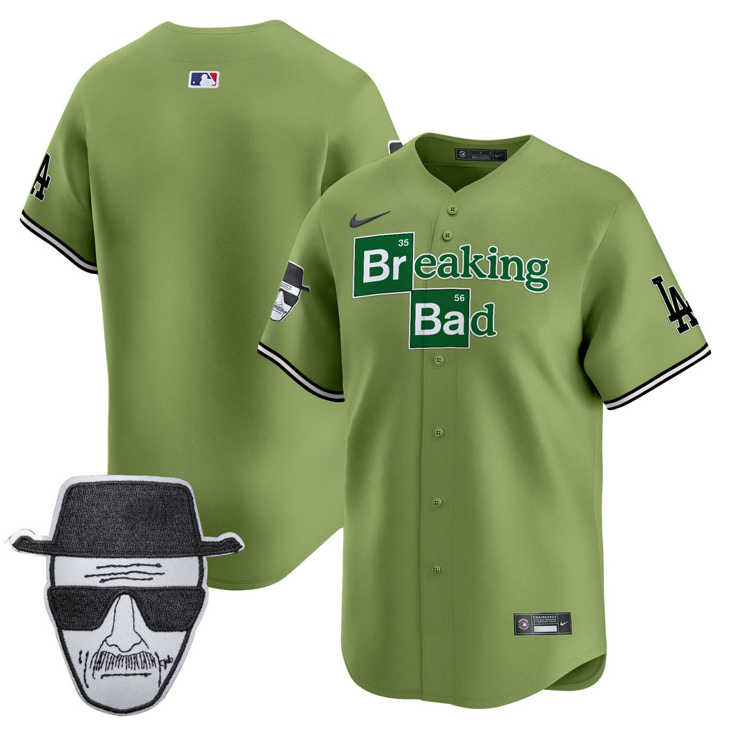 Men's Dodgers Breaking Bad Walter White Patch Vapor Premier Limited Jersey - All Stitched