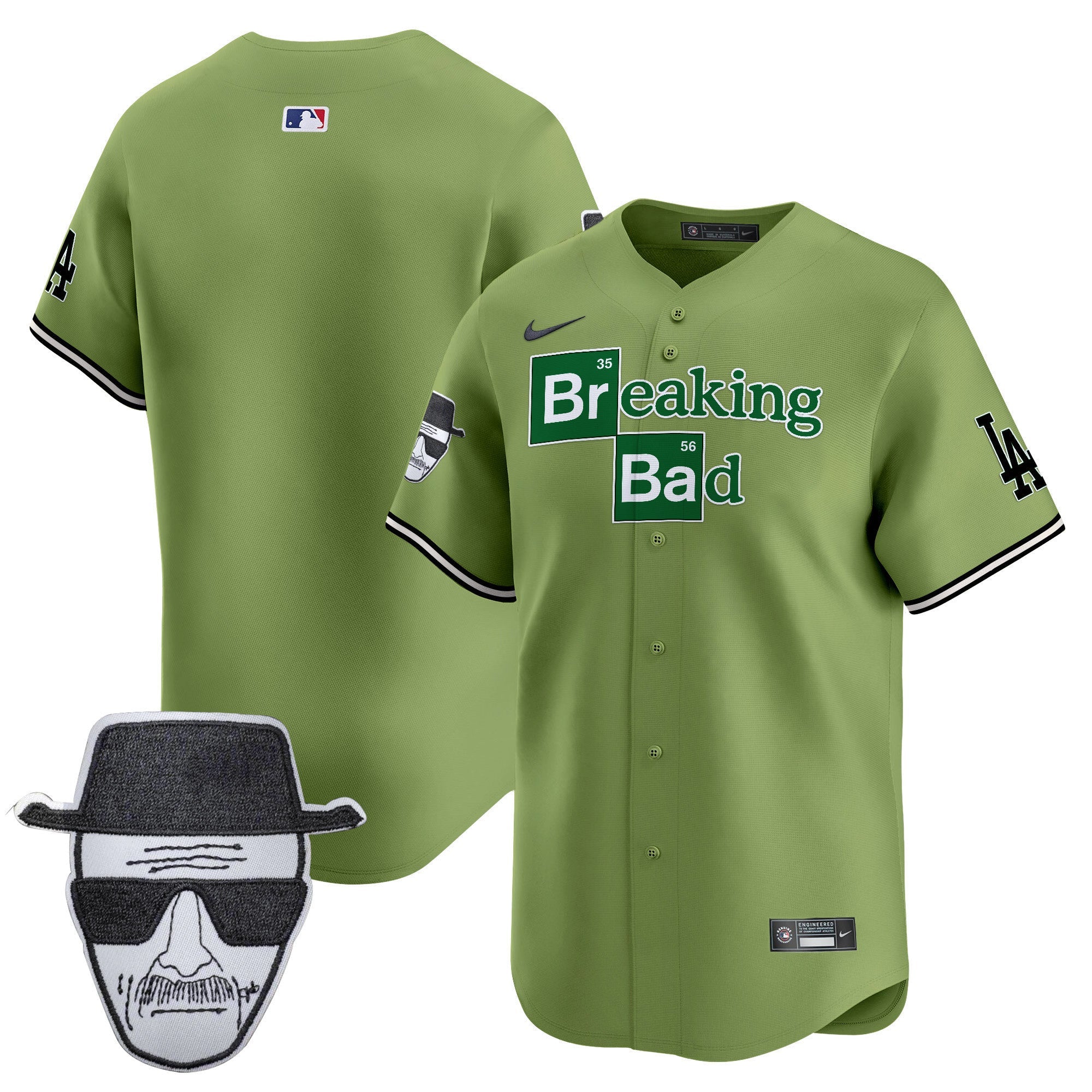 Men's Dodgers Breaking Bad Walter White Patch Vapor Premier Limited Jersey - All Stitched