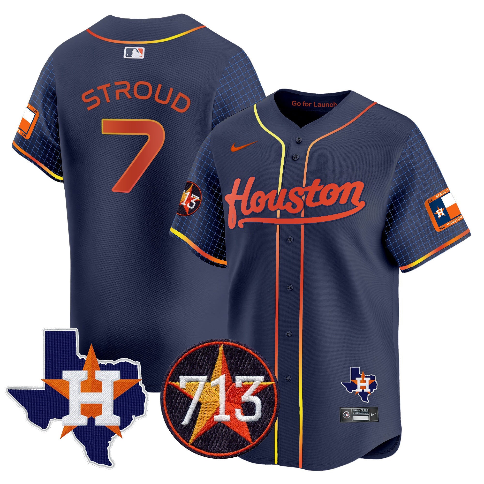 Men's Astros Space City 713 Patch Vapor Premier Limited Jersey - All Stitched