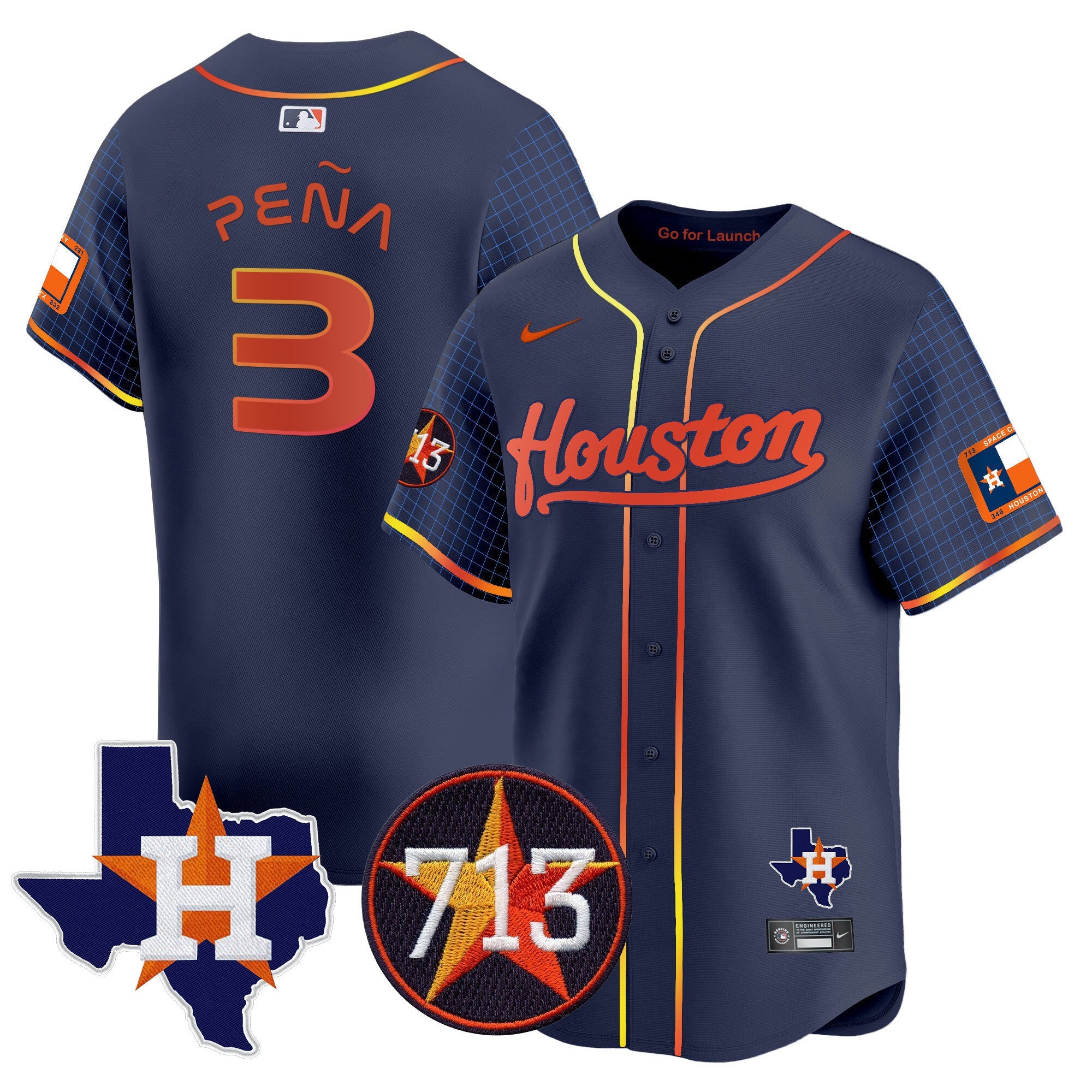 Men's Astros Space City 713 Patch Vapor Premier Limited Jersey - All Stitched