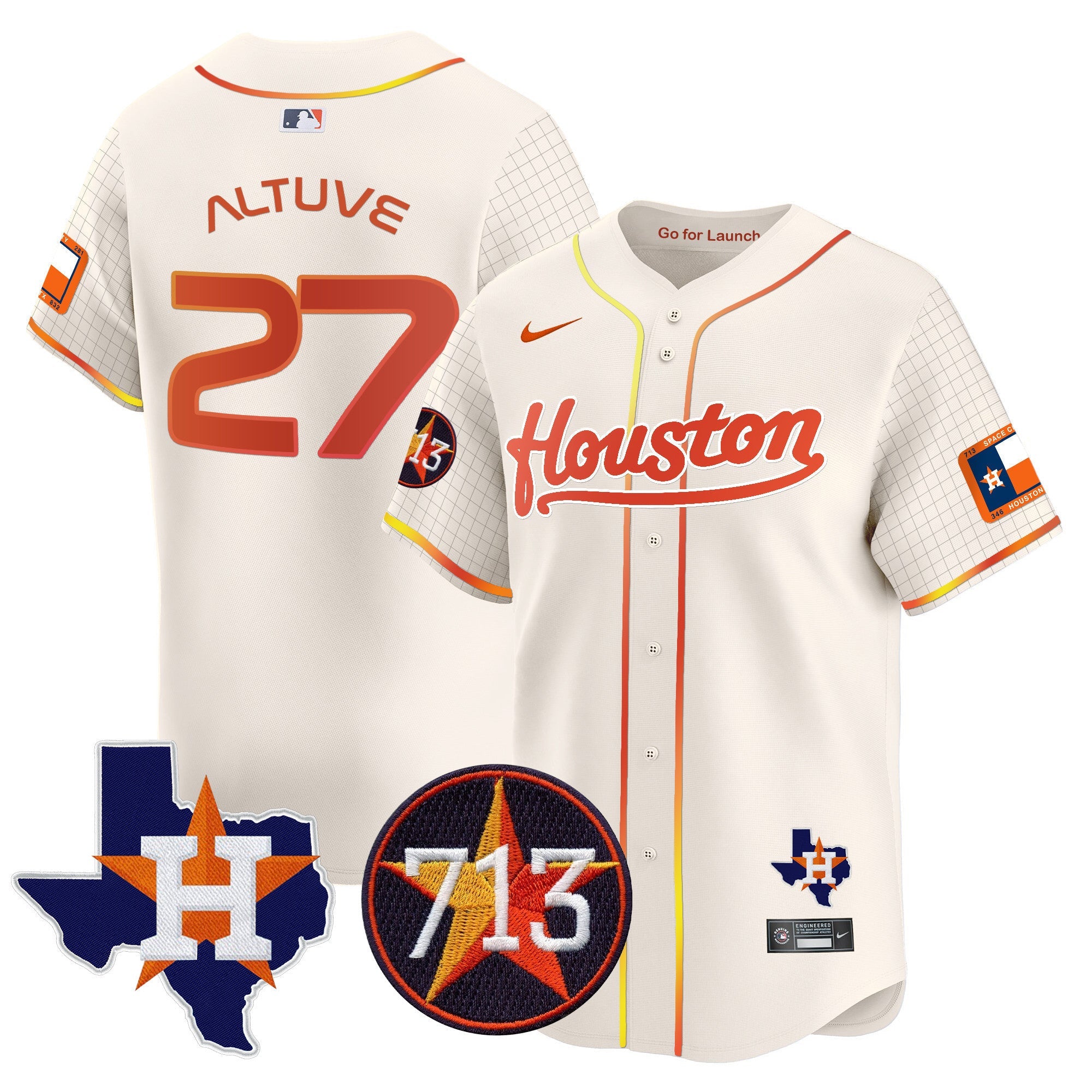 Men's Astros Space City 713 Patch Vapor Premier Limited Jersey - All Stitched