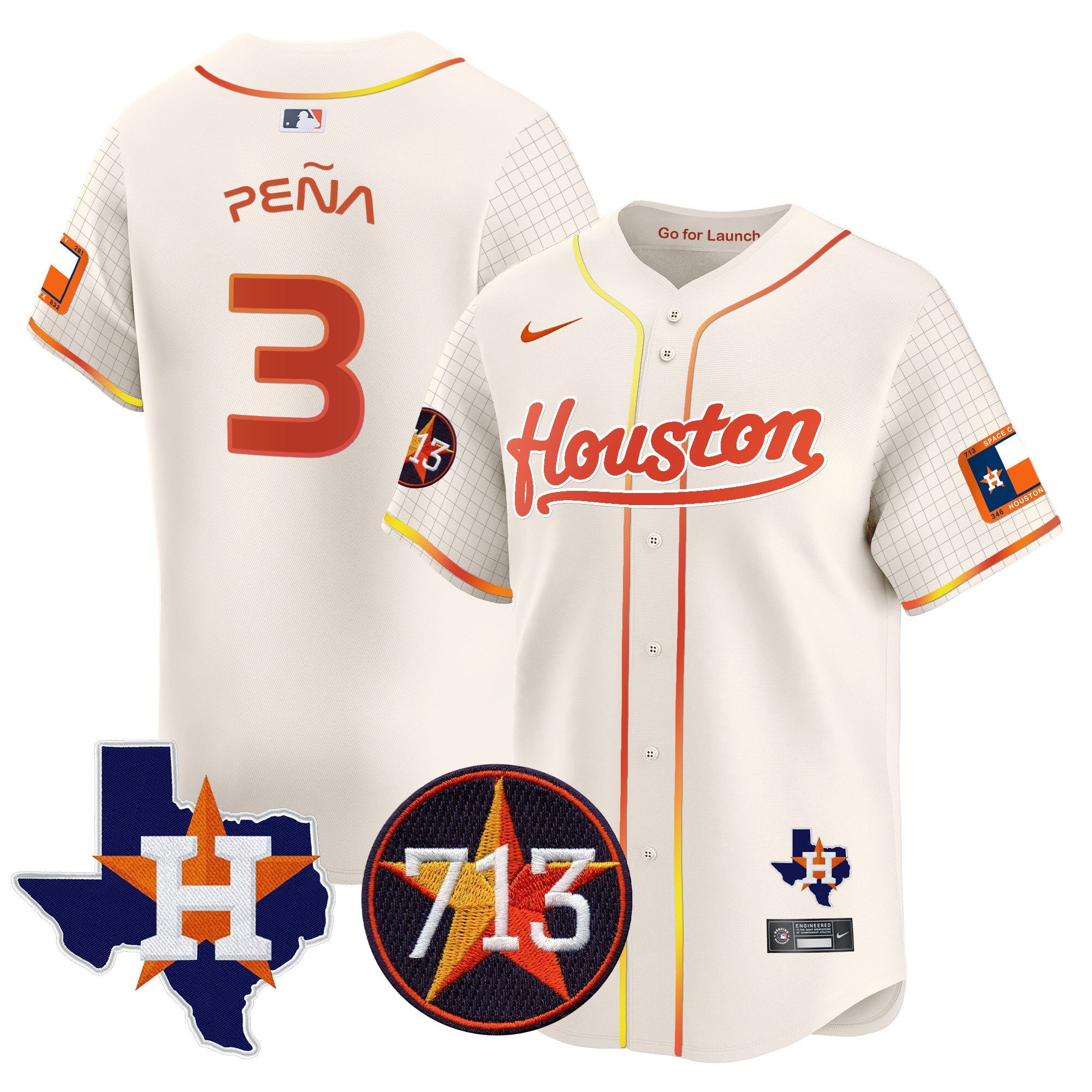 Men's Astros Space City 713 Patch Vapor Premier Limited Jersey - All Stitched
