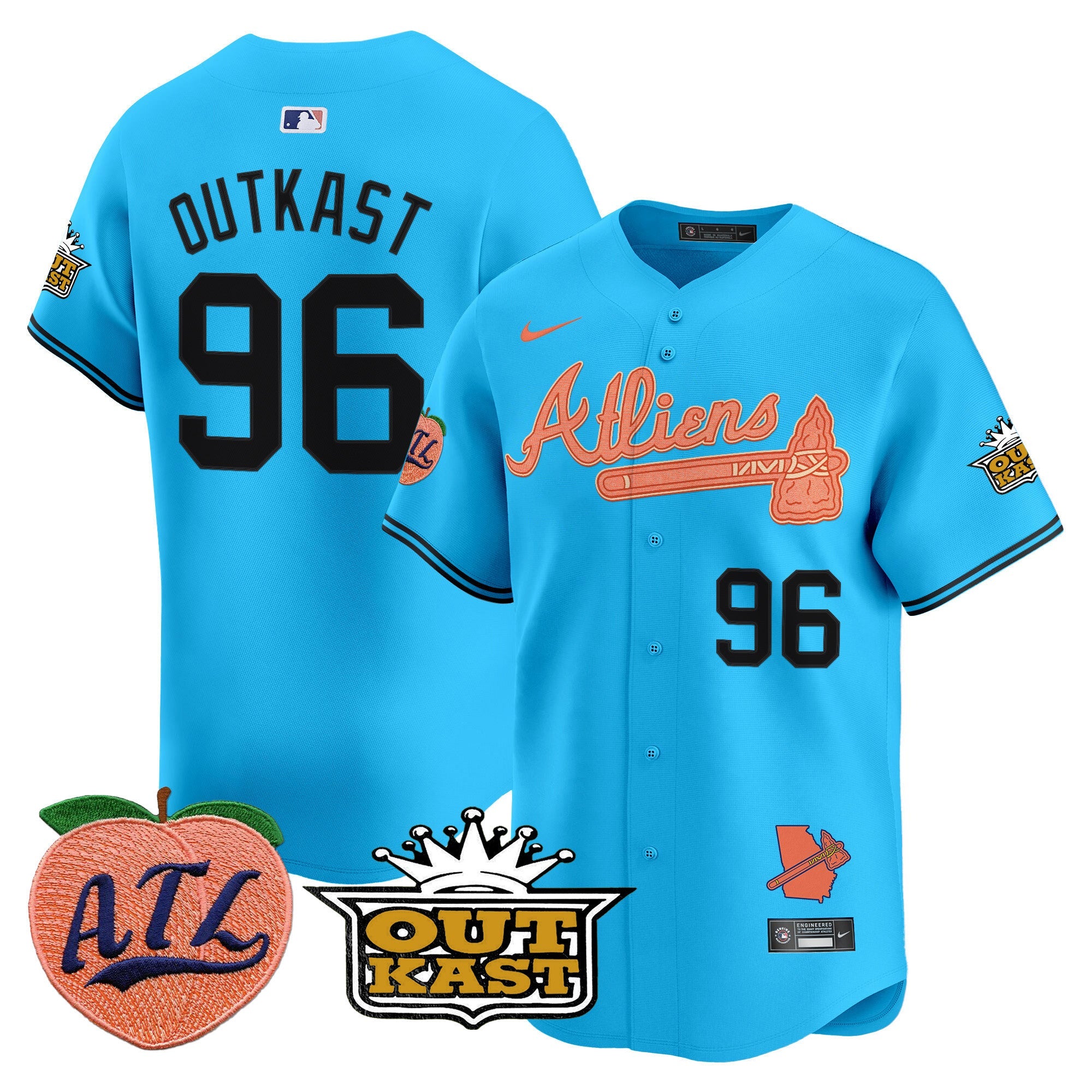 Men's Atlanta Braves Atliens & Peach Vapor Premier Limited Jersey - All Stitched