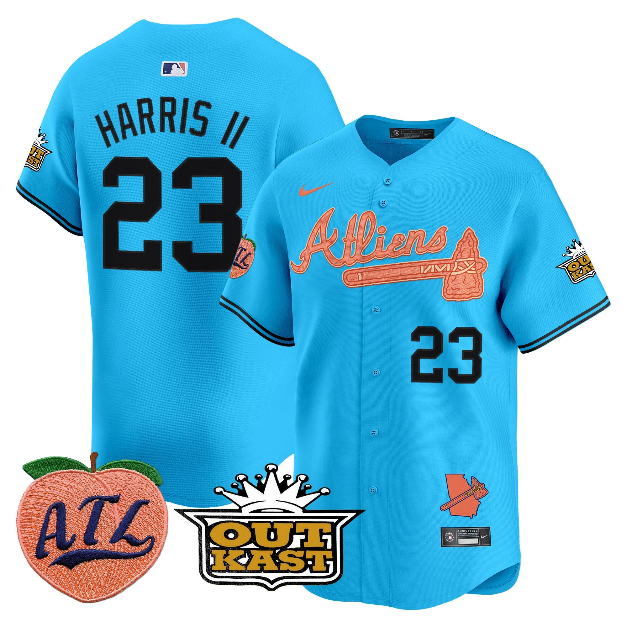 Men's Atlanta Braves Atliens & Peach Vapor Premier Limited Jersey - All Stitched