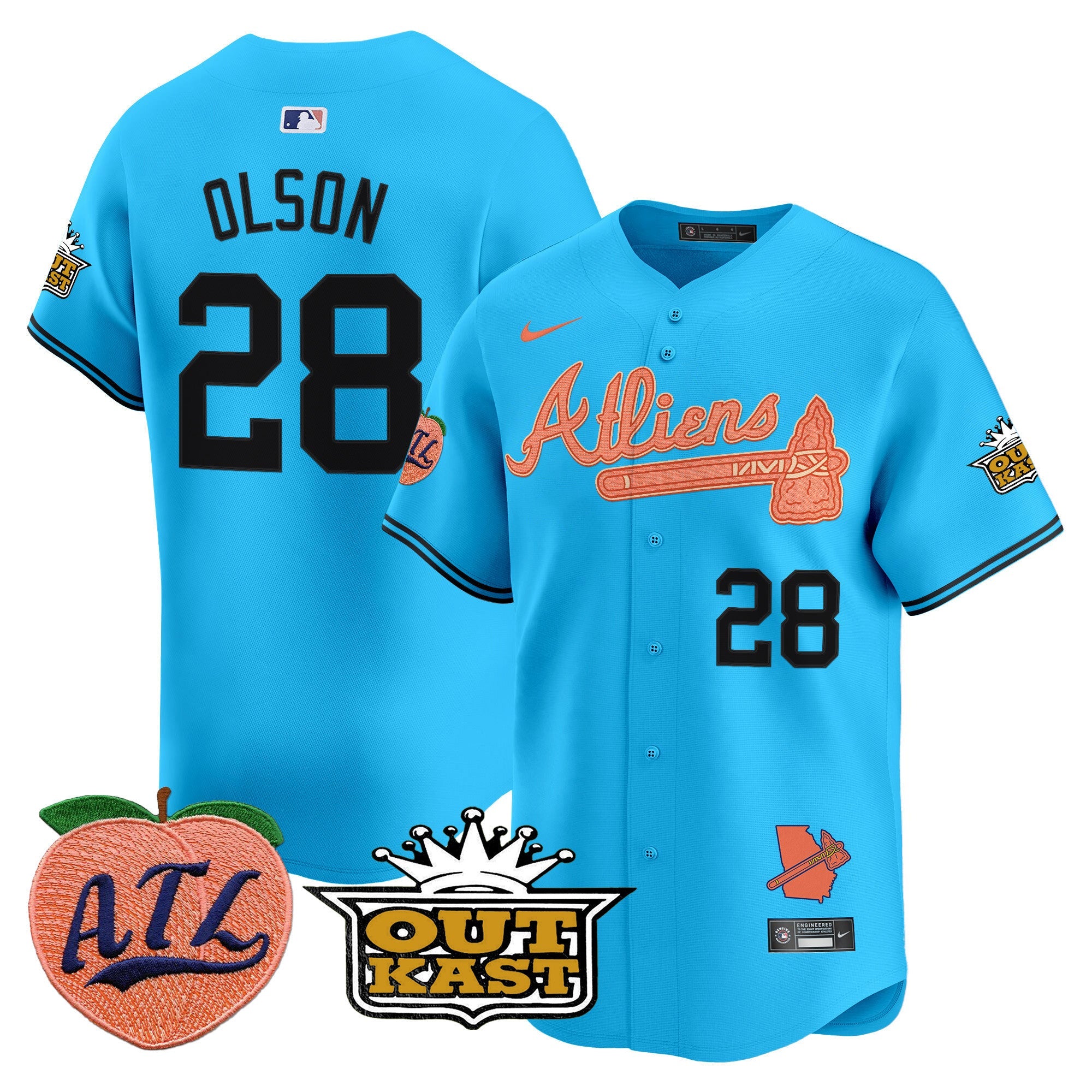 Men's Atlanta Braves Atliens & Peach Vapor Premier Limited Jersey - All Stitched