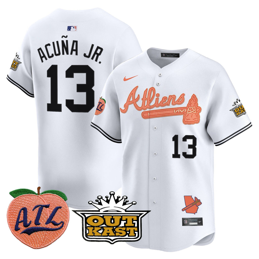 Men's Atlanta Braves Atliens & Peach Vapor Premier Limited Jersey - All Stitched