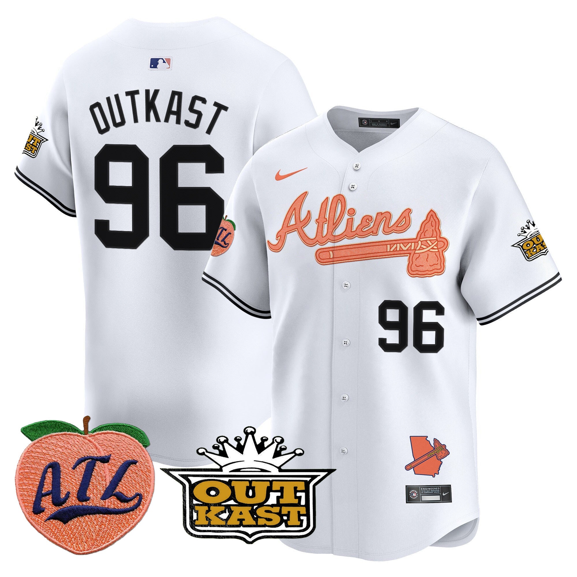 Men's Atlanta Braves Atliens & Peach Vapor Premier Limited Jersey - All Stitched