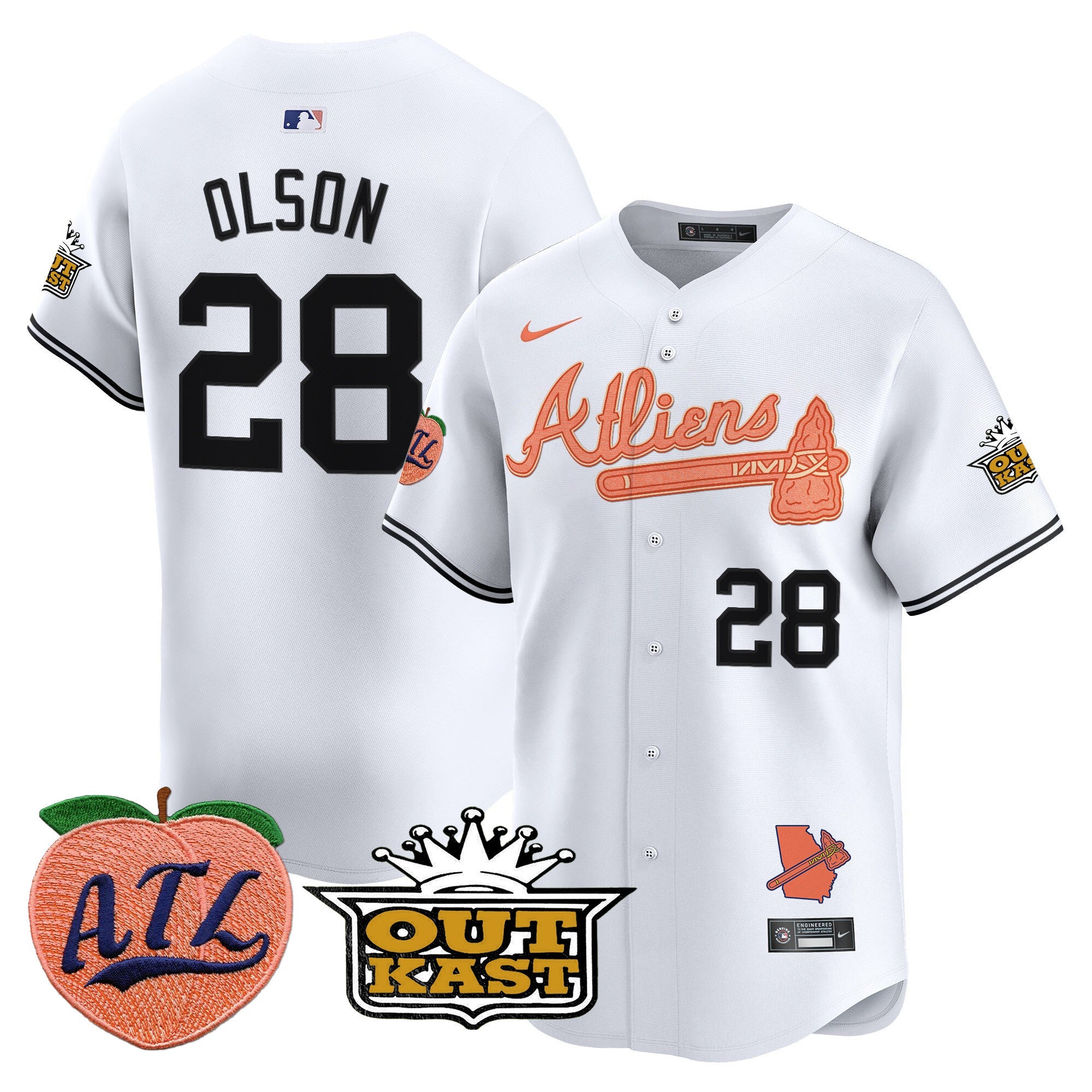 Men's Atlanta Braves Atliens & Peach Vapor Premier Limited Jersey - All Stitched