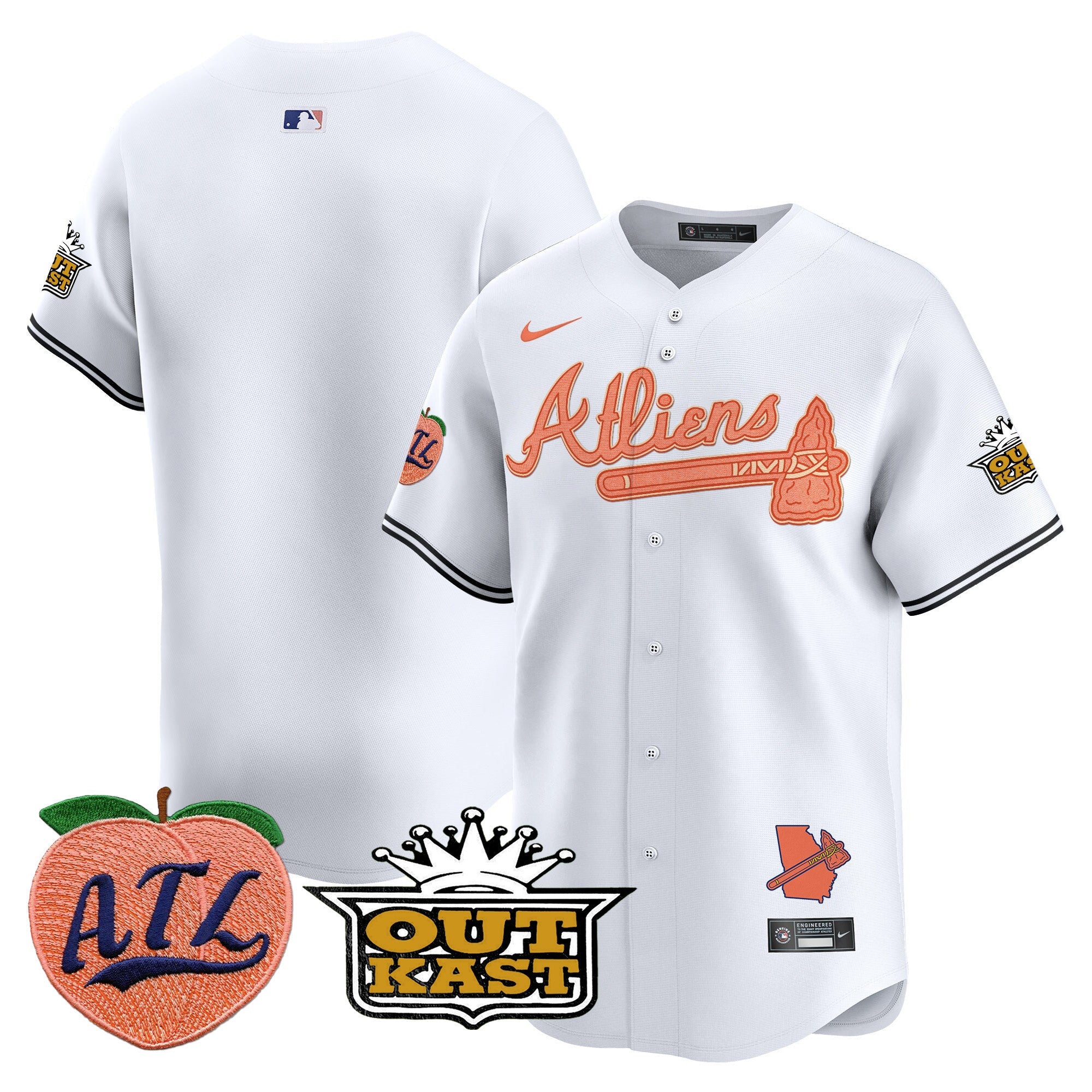 Men's Atlanta Braves Atliens & Peach Vapor Premier Limited Jersey - All Stitched
