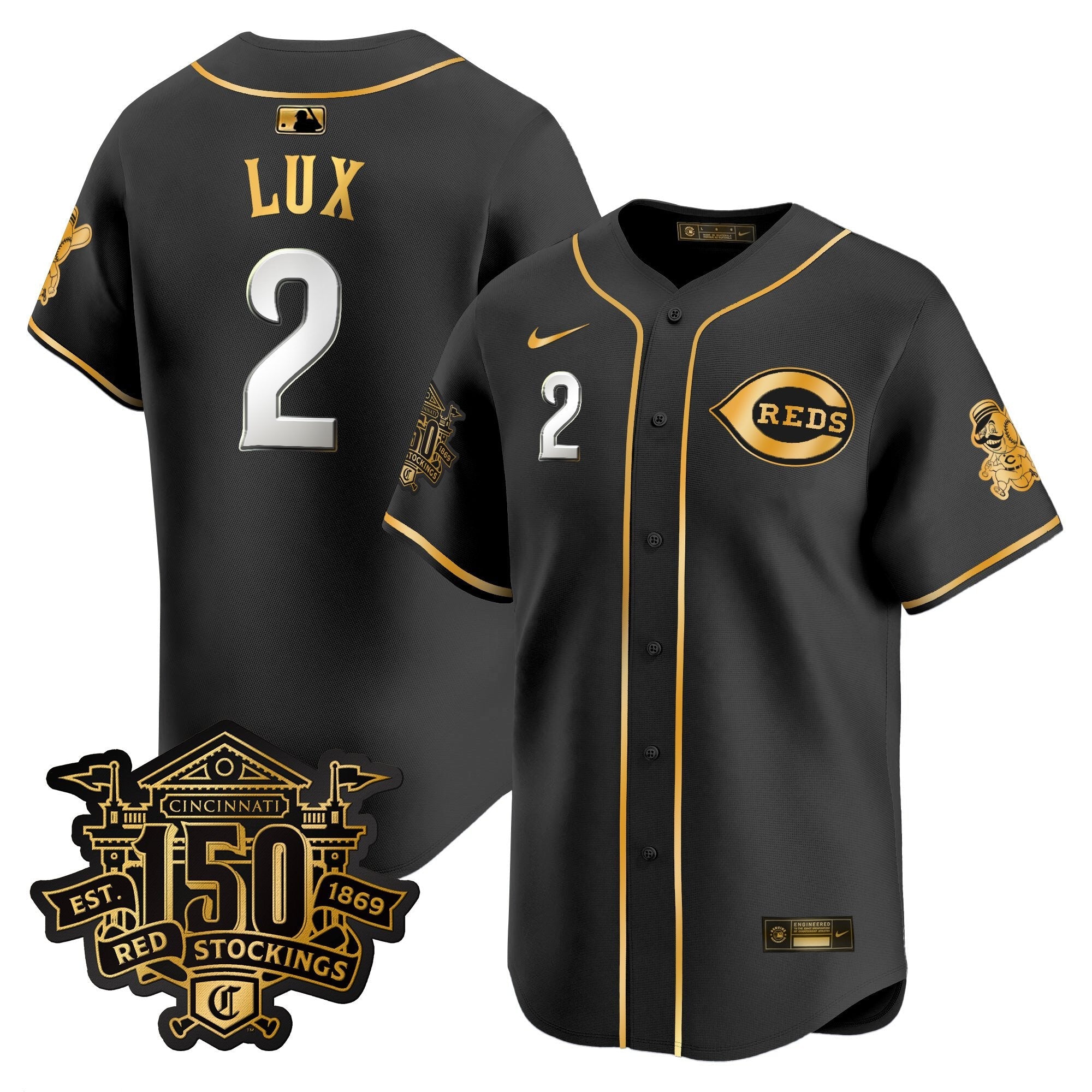 Men's Cincinnati Reds 150th Anniversary Patch Vapor Premier Limited Jersey - All Stitched