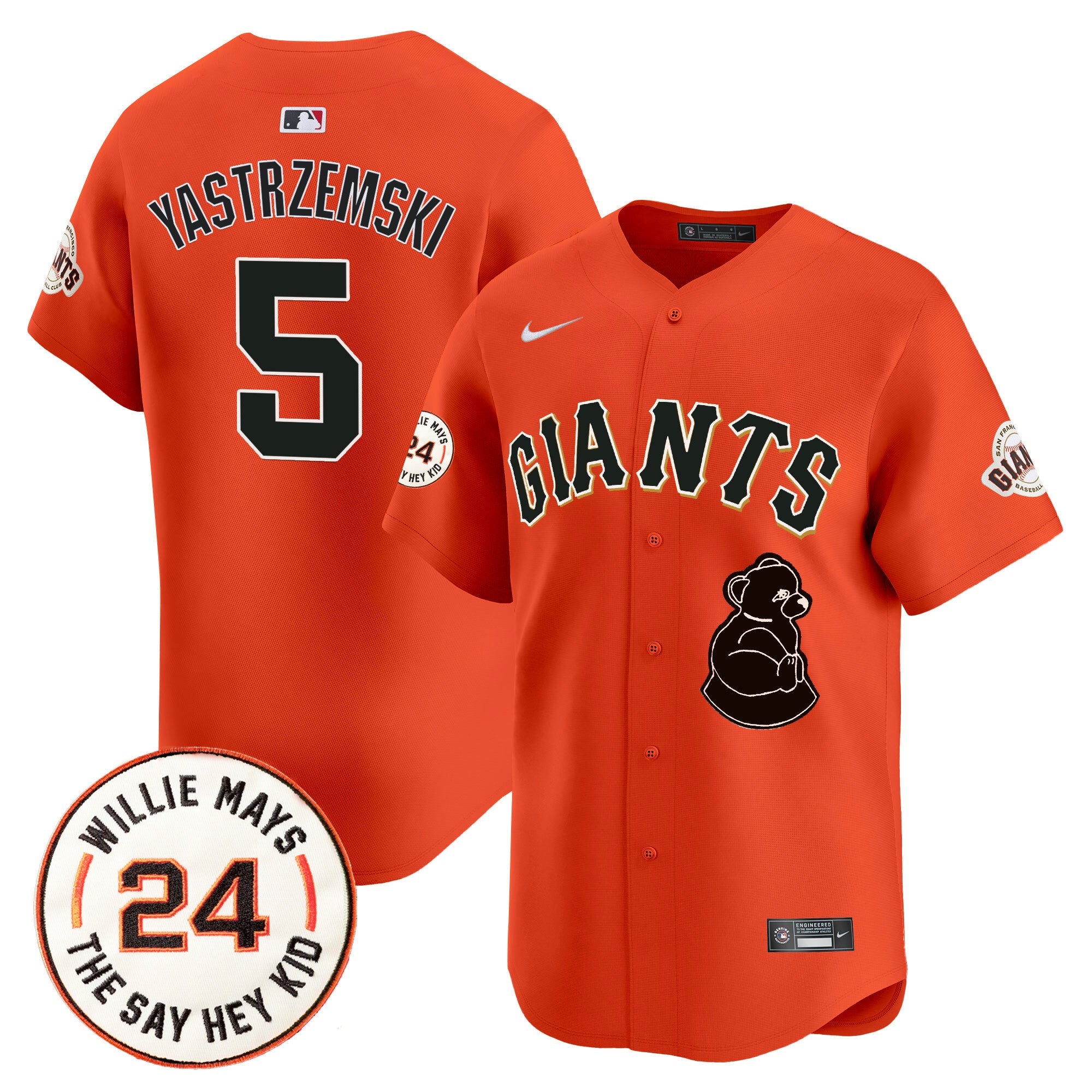 Men's San Francisco Giants 2024 Willie Mays Patch Vapor Premier Limited Jersey V4 - All Stitched
