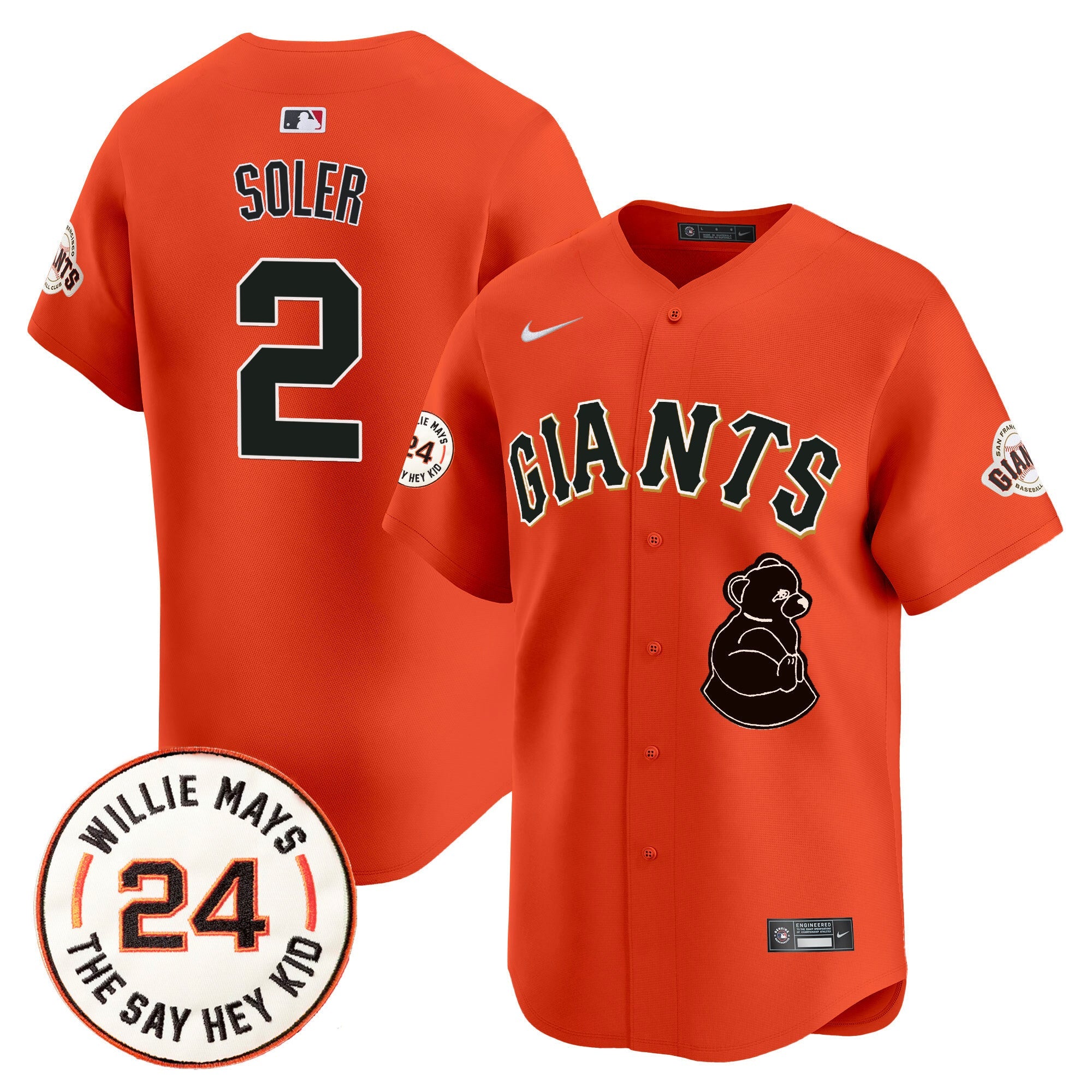 Men's San Francisco Giants 2024 Willie Mays Patch Vapor Premier Limited Jersey V4 - All Stitched