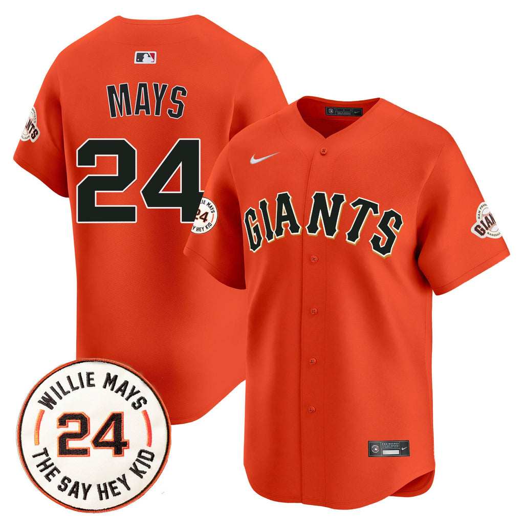Men's San Francisco Giants 2024 Willie Mays Patch Vapor Premier Limited Jersey - All Stitched