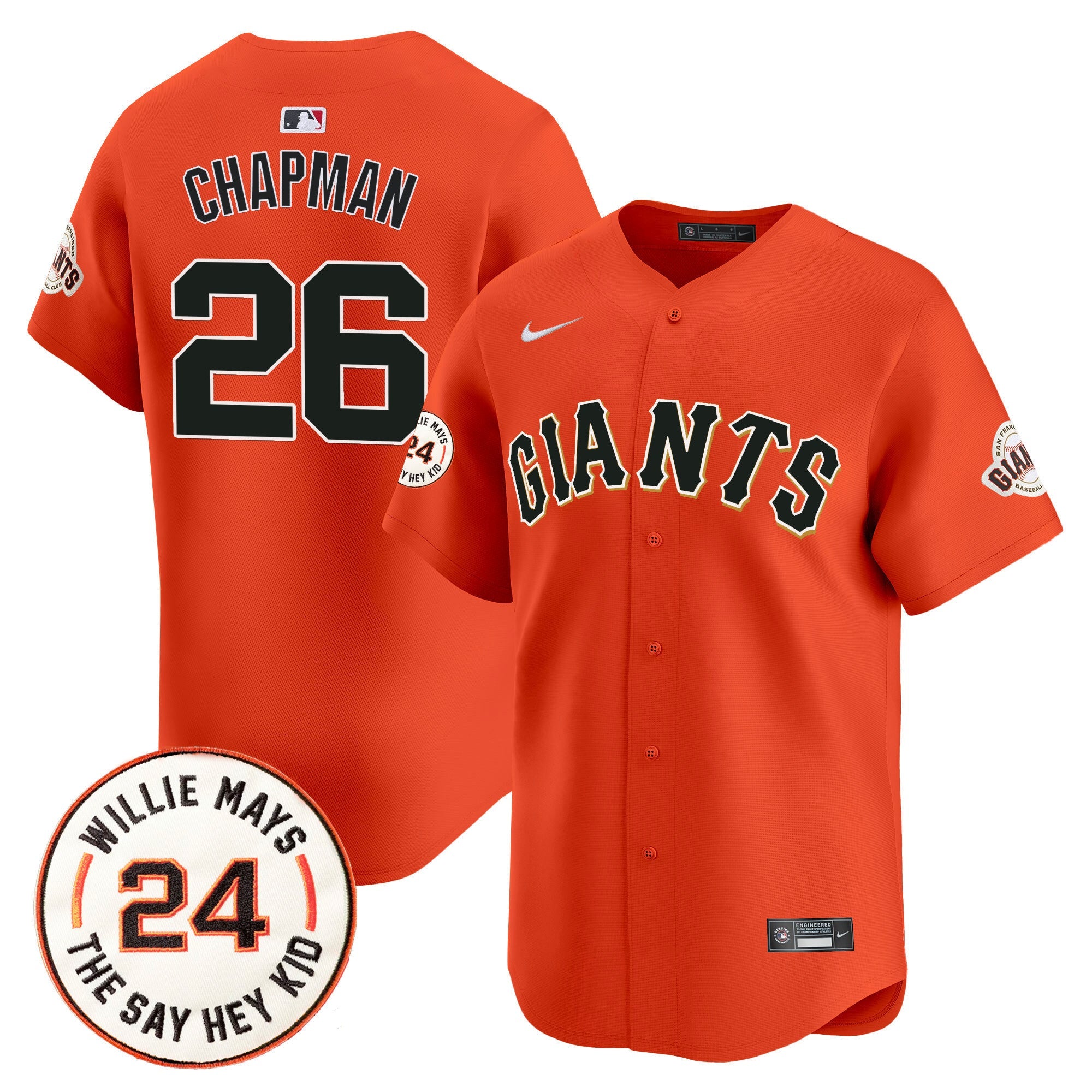 Men's San Francisco Giants 2024 Willie Mays Patch Vapor Premier Limited Jersey - All Stitched