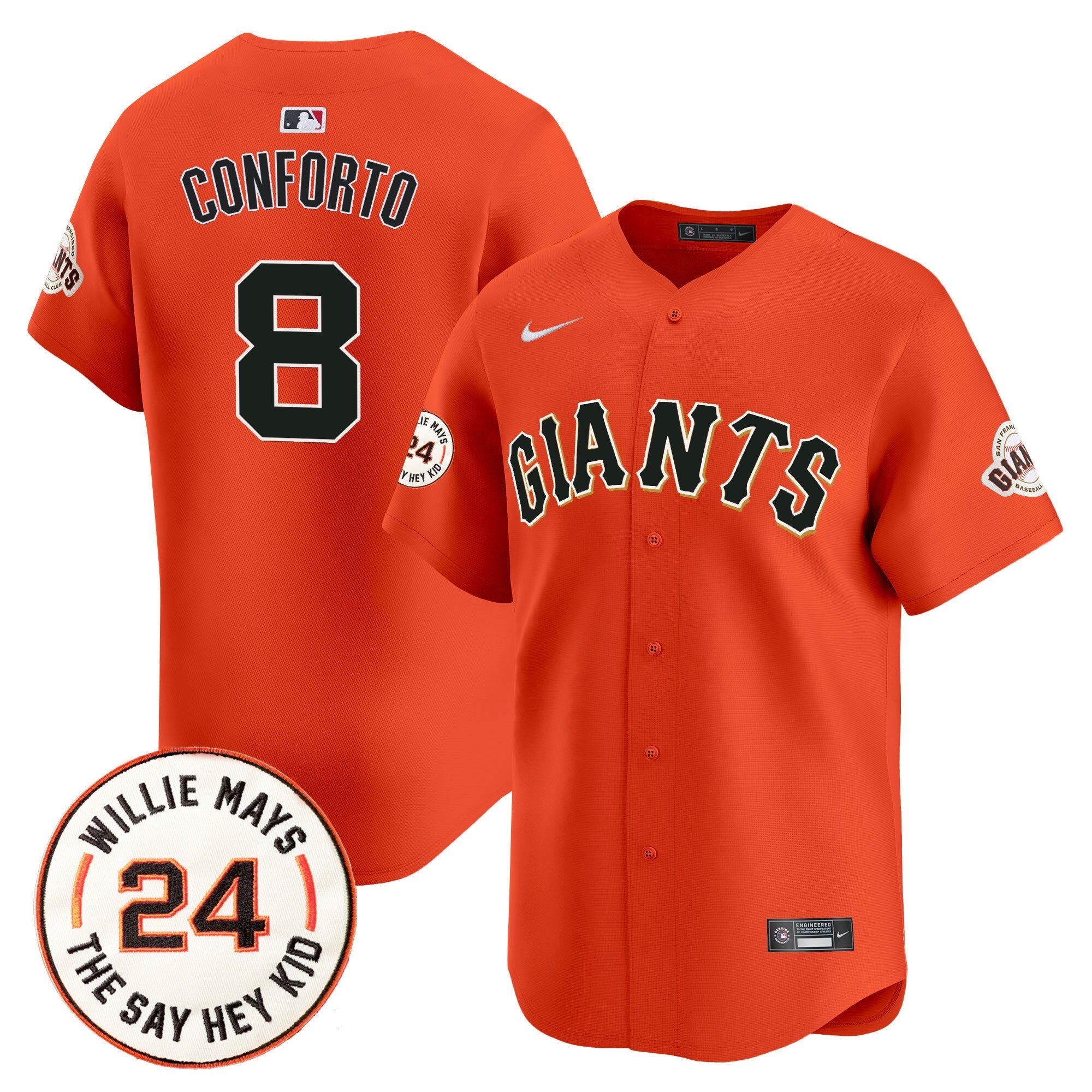 Men's San Francisco Giants 2024 Willie Mays Patch Vapor Premier Limited Jersey - All Stitched