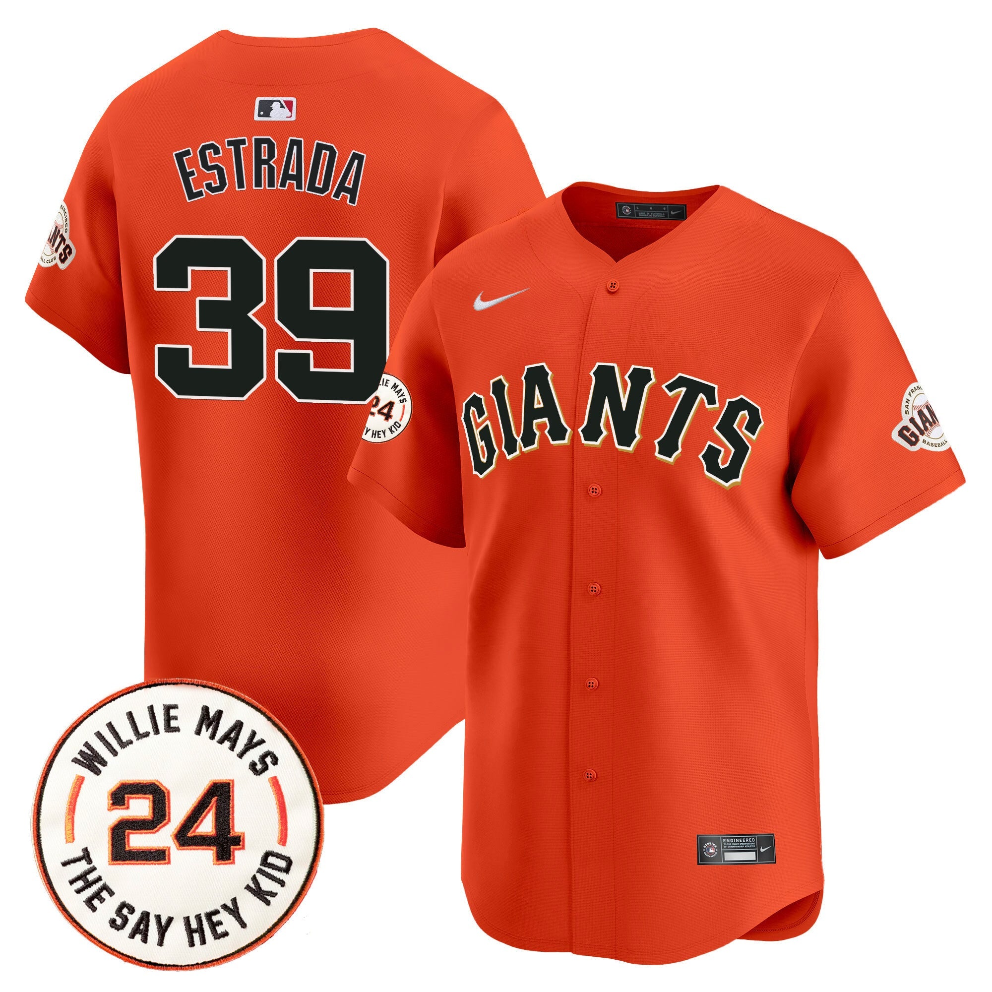 Men's San Francisco Giants 2024 Willie Mays Patch Vapor Premier Limited Jersey - All Stitched