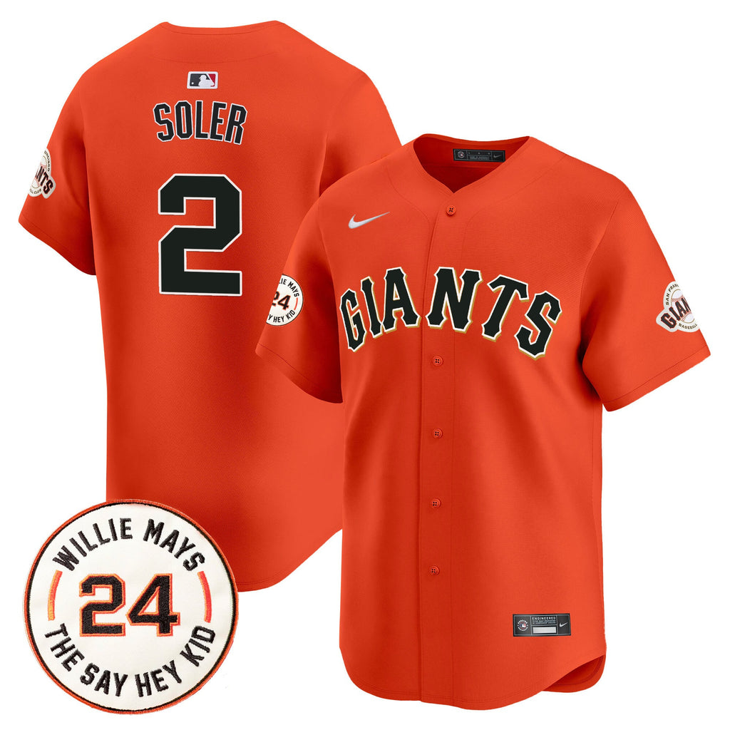 Men's San Francisco Giants 2024 Willie Mays Patch Vapor Premier Limited Jersey - All Stitched