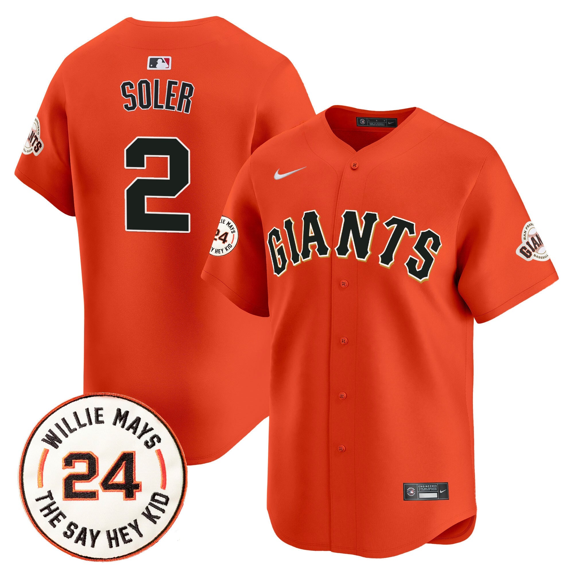 Men's San Francisco Giants 2024 Willie Mays Patch Vapor Premier Limited Jersey - All Stitched