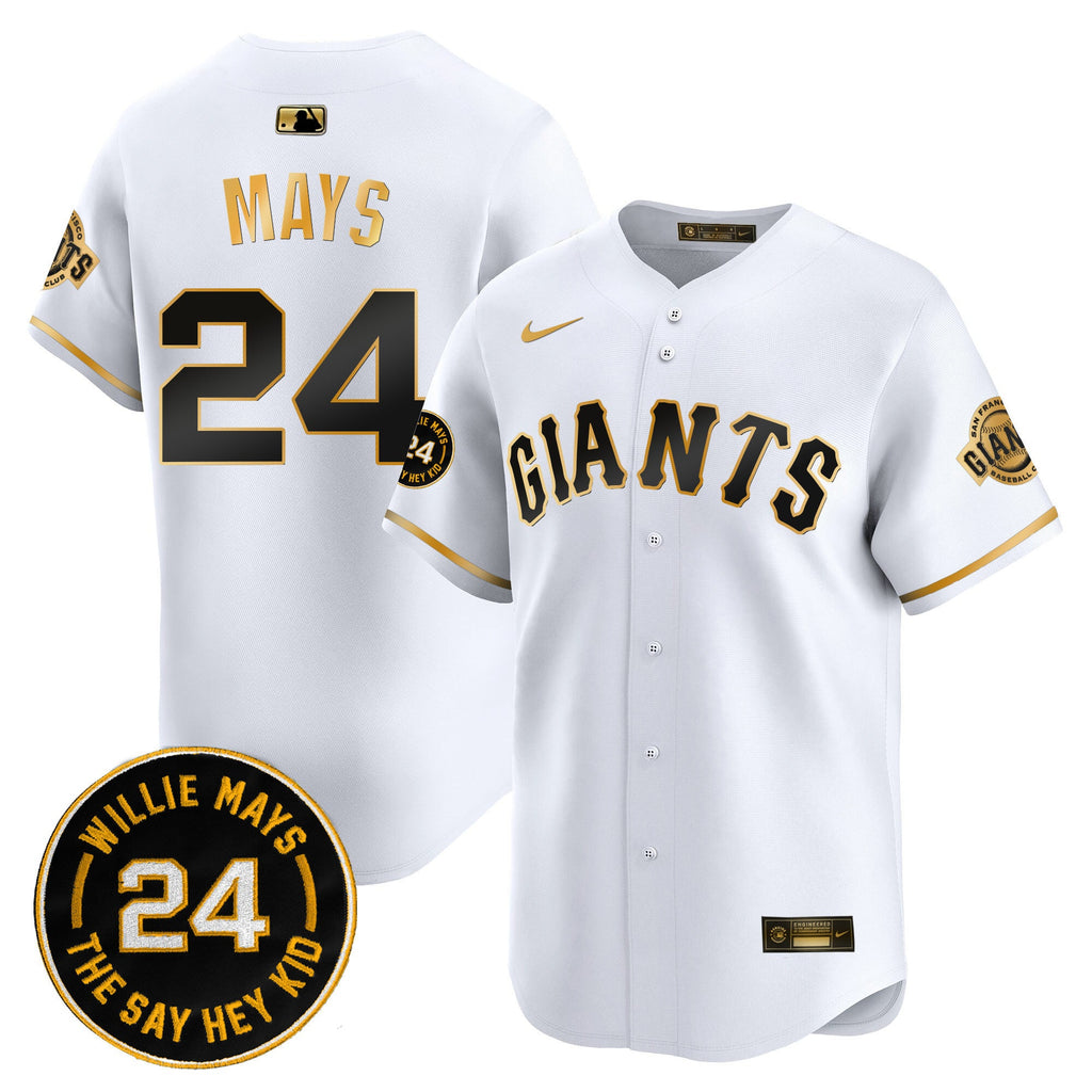 Men's San Francisco Giants 2024 Willie Mays Patch Vapor Premier Limited Jersey - All Stitched