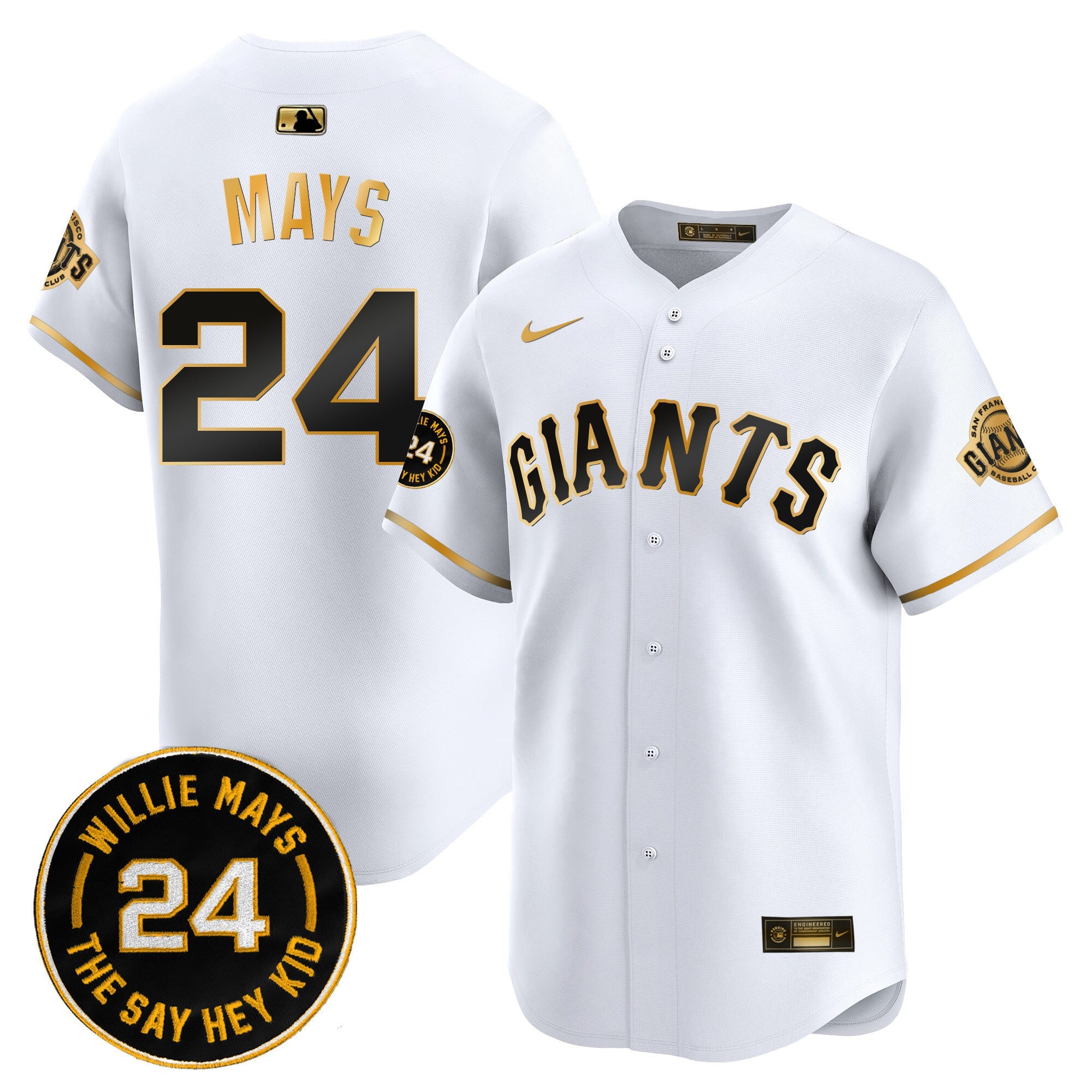 Men's San Francisco Giants 2024 Willie Mays Patch Vapor Premier Limited Jersey - All Stitched