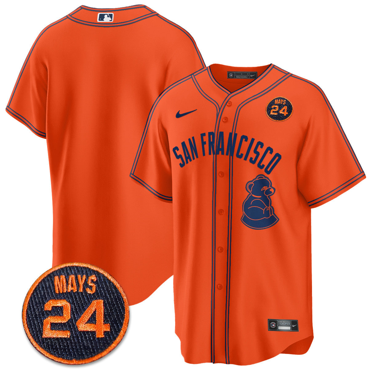 Men's San Francisco Giants 2024 Vapor Premier Limited Jersey N1 - #24 Willie Mays Patch